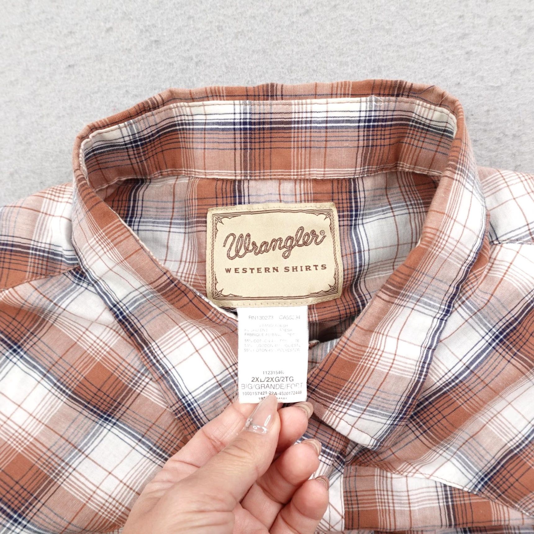 Wrangler VINTAGE Wrangler Shirt Mens 2XL Brown Plaid Western Pearl Snap Short Sleeve Rodeo Ranch Size US XXL / EU 58 / 5 - 7 Thumbnail