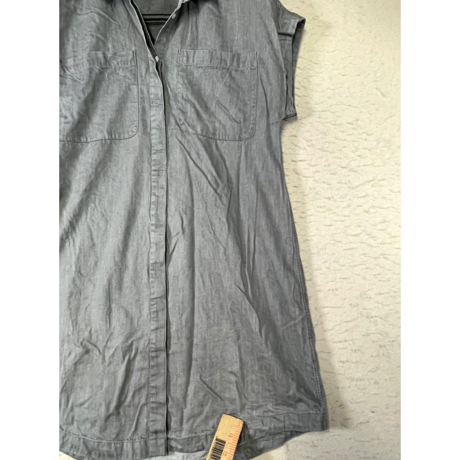 Everlane Everlane Shirt Dress Gray Women's Size S Button Up 100% Cotton/Viscose Pockets Utility Midi Dress Short Sleeve Collared Button Vintage: No Size S / US 4 / IT 40 - 5 Thumbnail