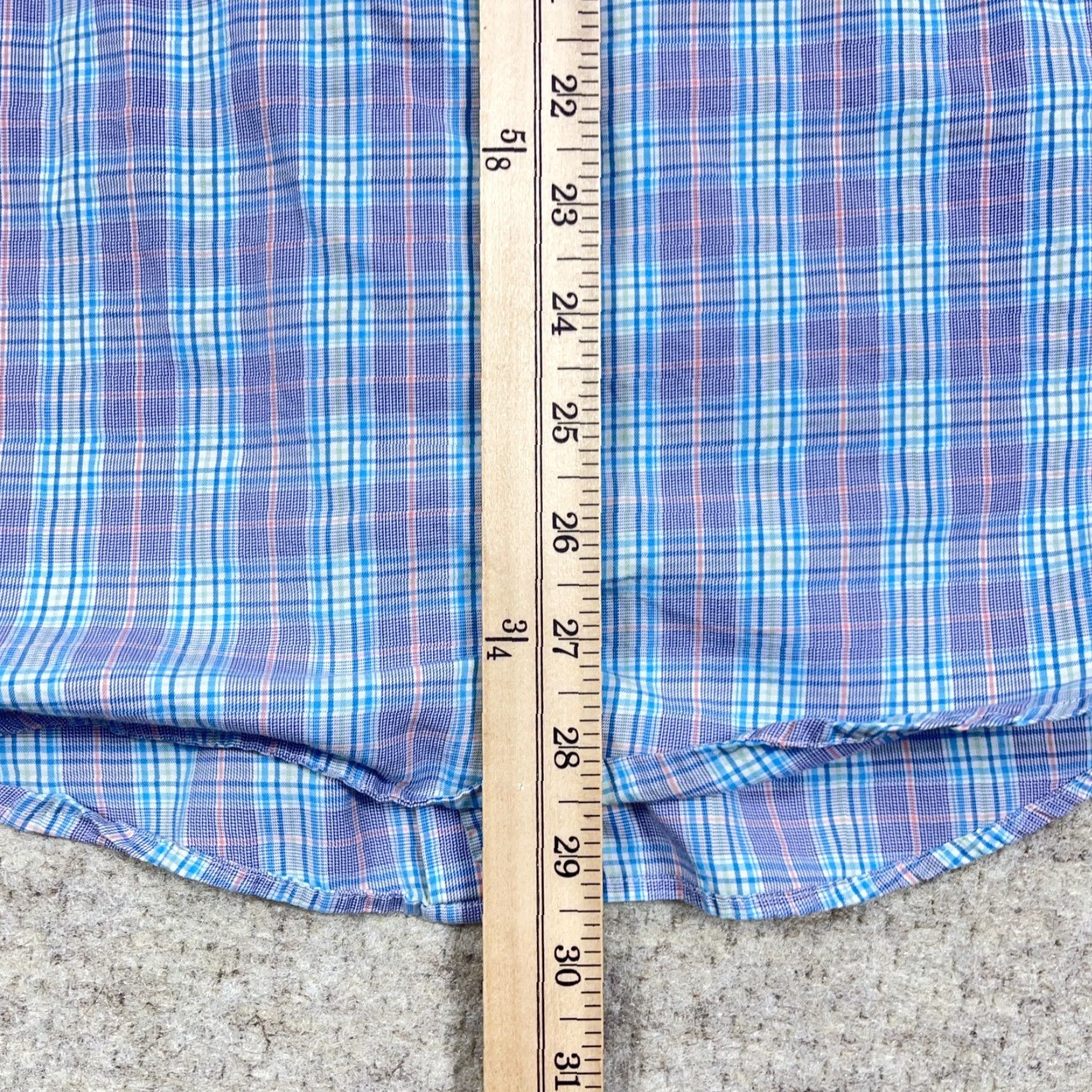Peter Millar Peter Millar Shirt Men Medium Purple Blue Plaid Button Up Dress Poplin Cotton Shirt Men Size 40R - 7 Thumbnail