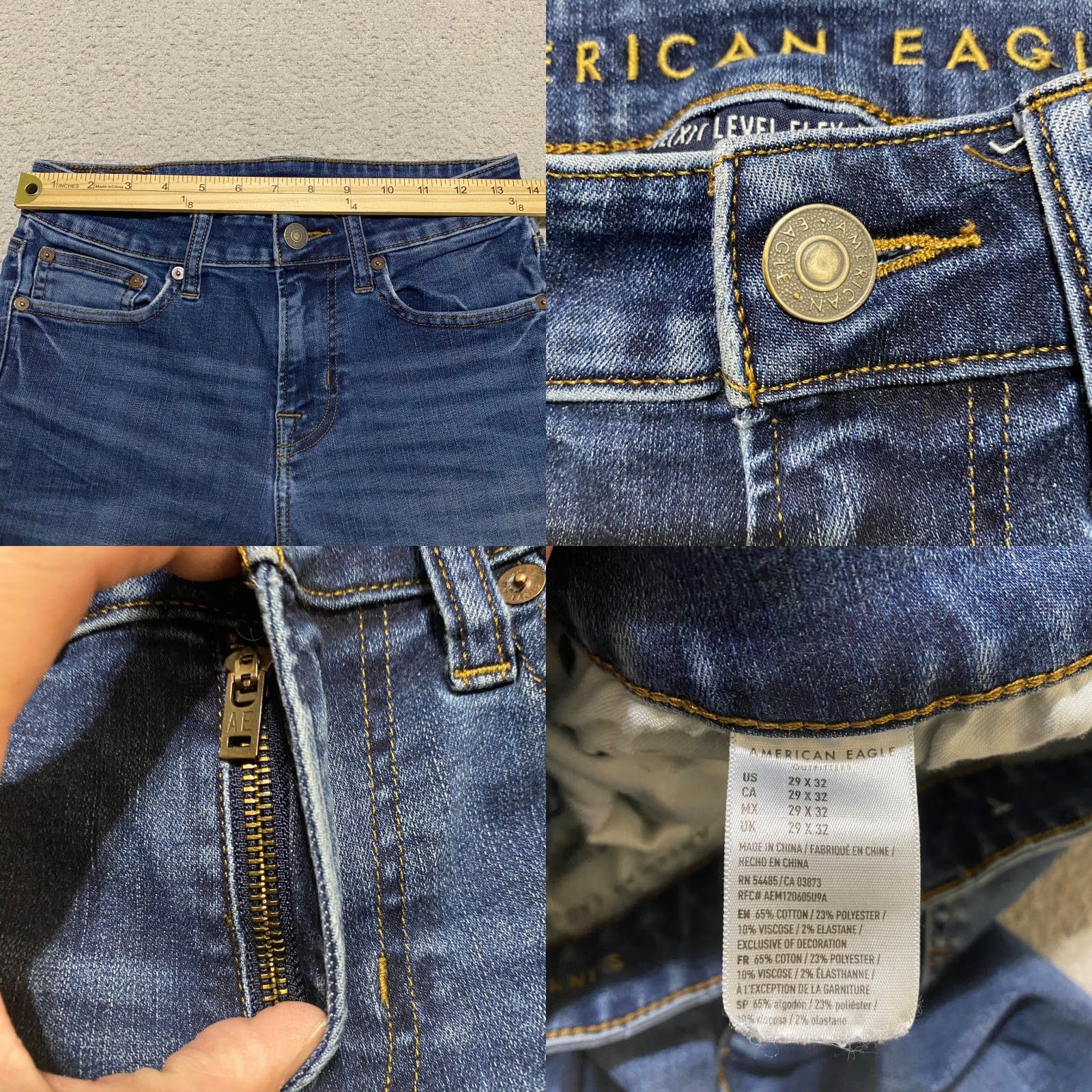 American Eagle Outfitters American Eagle Mens Jeans 29x32 Blue Denim Medium Wash Skinny Low Rise Shirt? Size US 27 - 8 Thumbnail