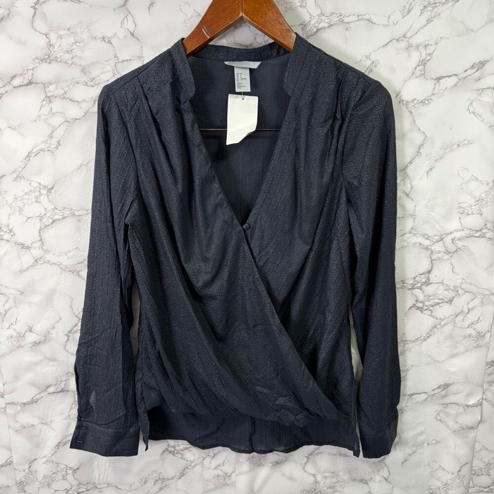 H&M H&M Blouse sz 6 Criss Cross Metallic Blue NEW # G562 Size M / US 6-8 / IT 42-44 - 1 Thumbnail