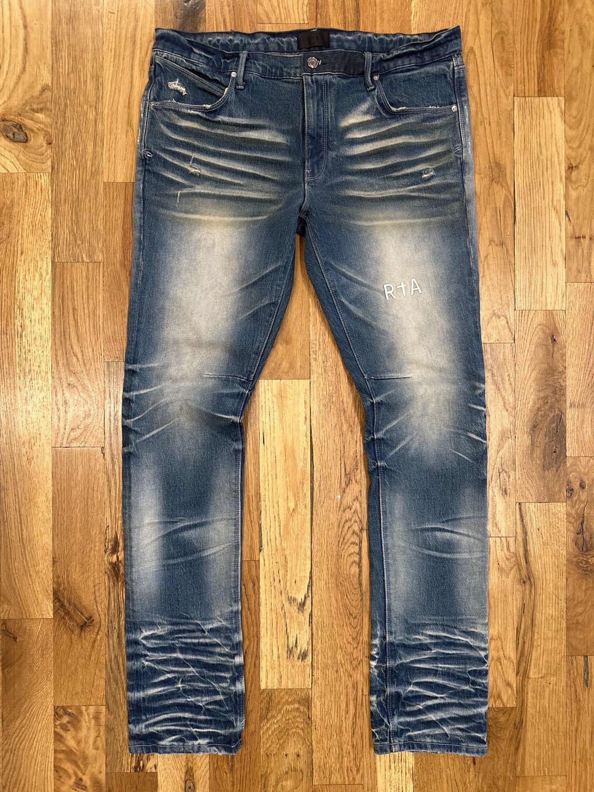 Rta RTA Small White Spell Dark Blue Washed Denim Jeans Size 38 Size US 38 / EU 54 - 1 Thumbnail