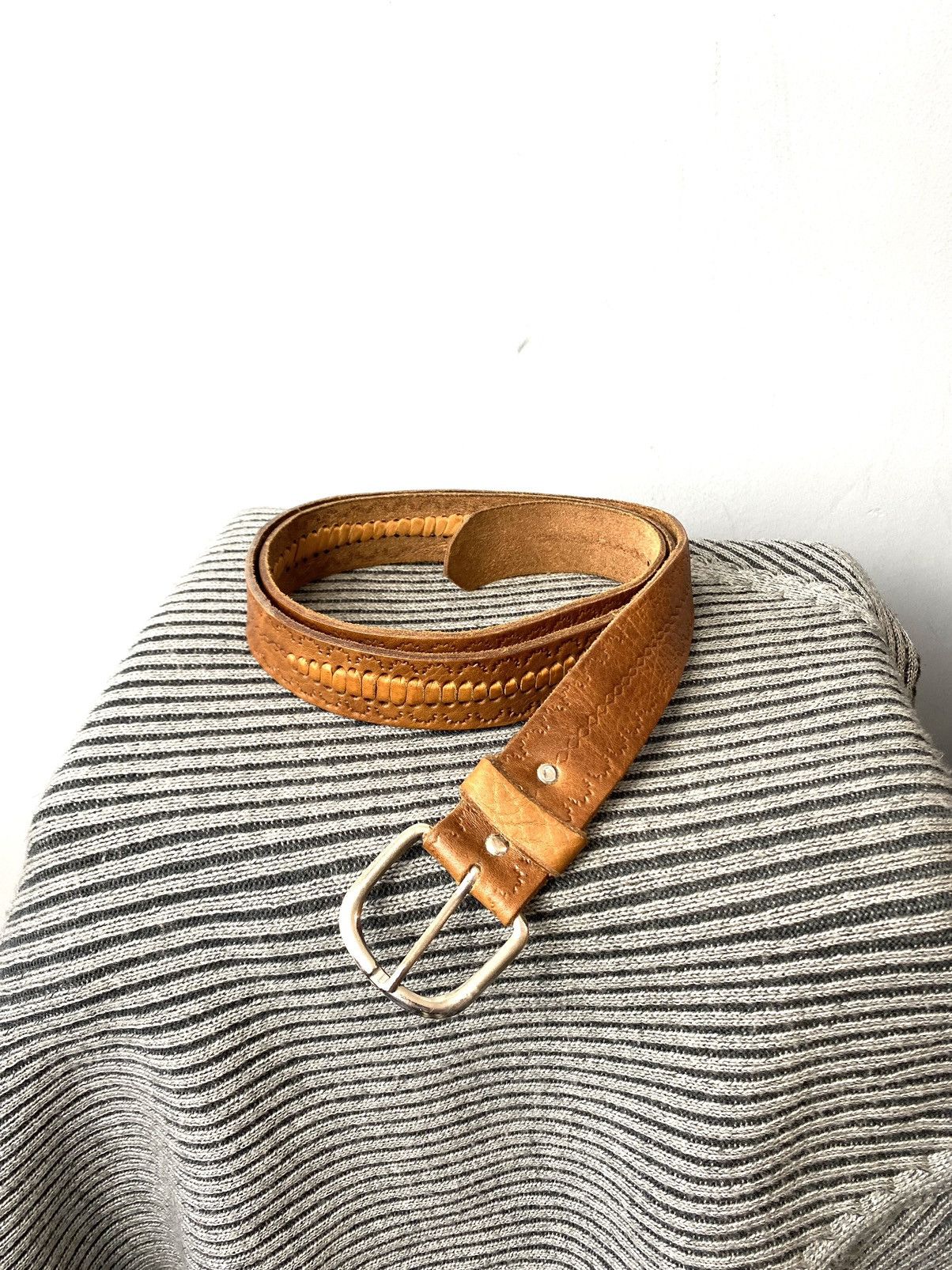 Cowboy Equipment × Genuine Leather × Vintage Rare! Vintage Leather Belt Western Cowboy Style Texas Sendra Size ONE SIZE - 3 Thumbnail