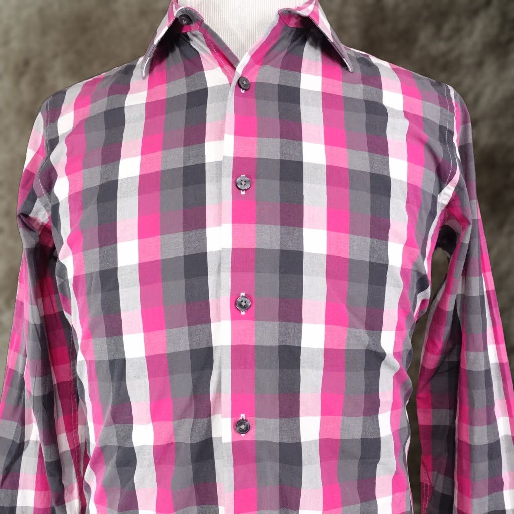 Apt. 9 Apt. 9 Stretch Slim Fit Pink Check Dress Shirt Men 15.5 Neck 32/33 Sleeve Size 40R - 1 Thumbnail