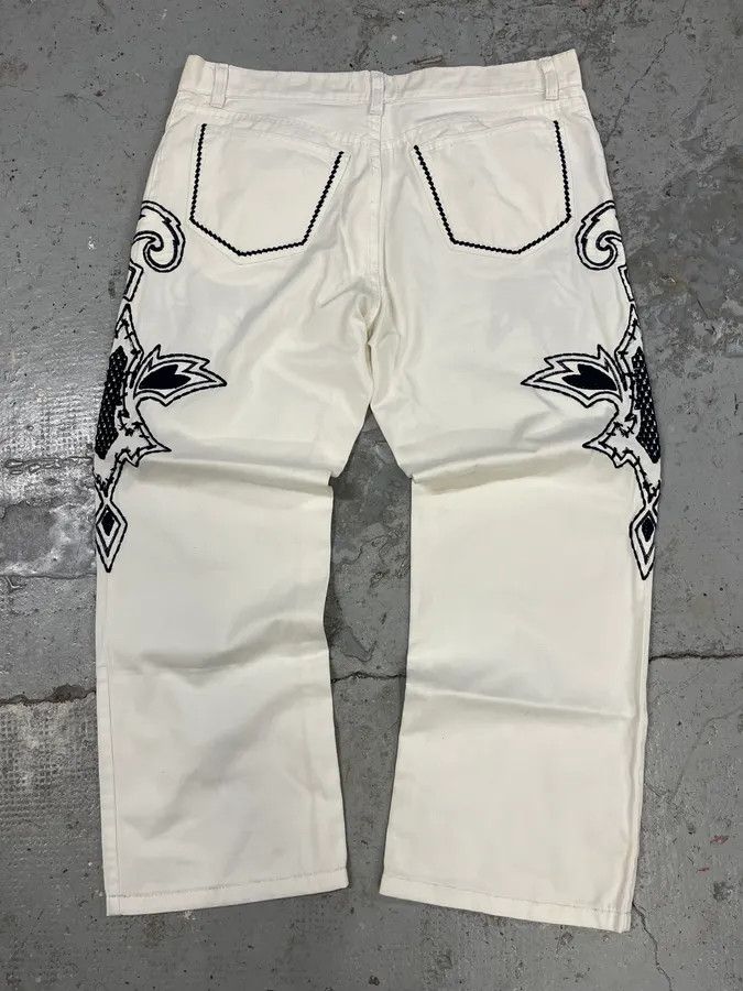 Roberto Cavalli × Vintage FW2000 Roberto Cavalli White & Navy Signature Pants Size US 31 - 4 Thumbnail
