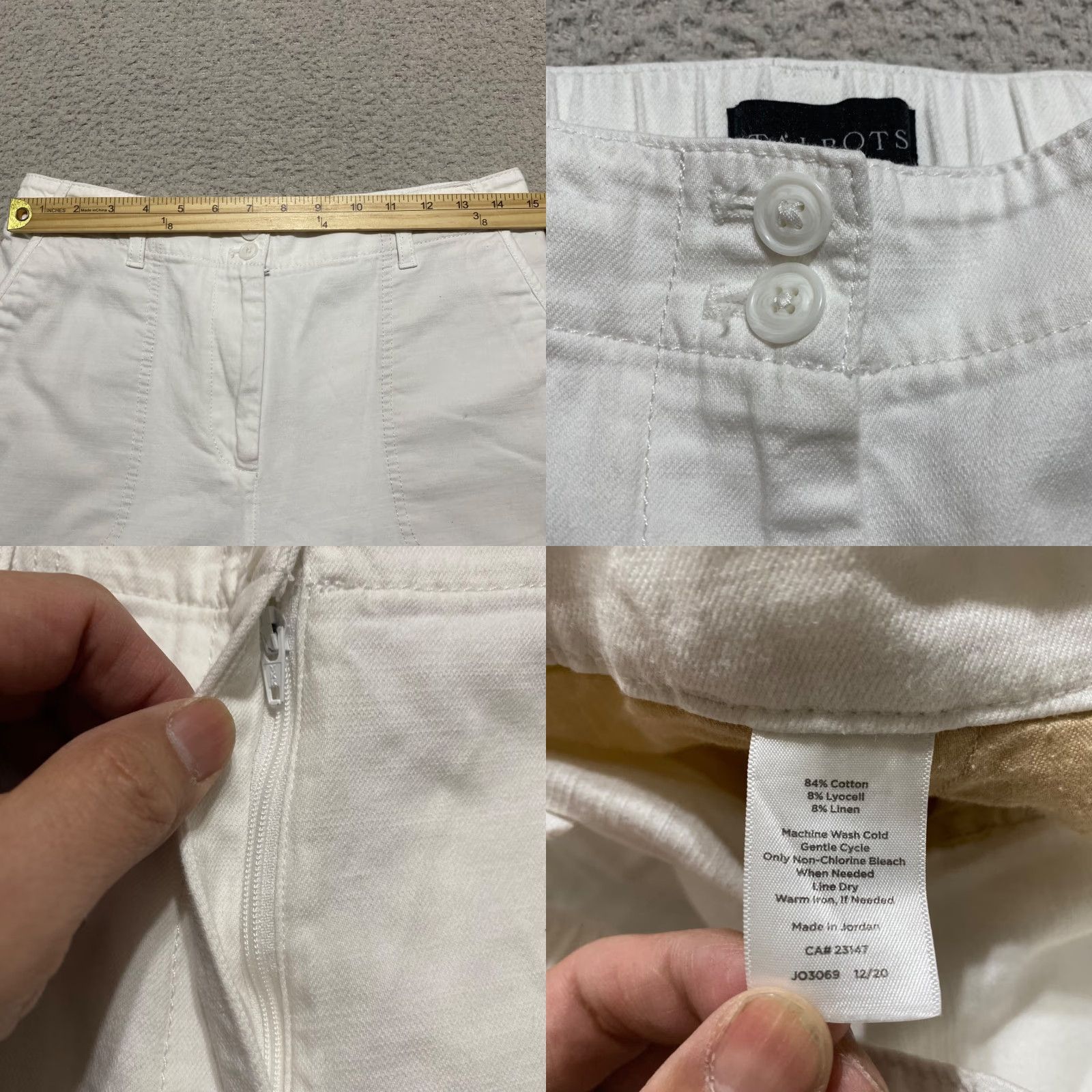 Talbots Talbots Womens Pants 8 White Cargo Straight High Rise Elastic Waist Regular Size 30" / US 8 / IT 44 - 8 Thumbnail