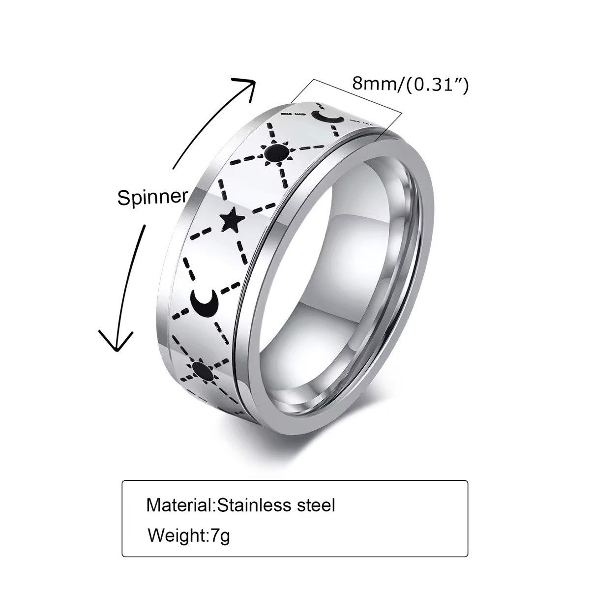 Jewelry 8MM Relaxing Fidget Rings Size ONE SIZE - 3 Thumbnail