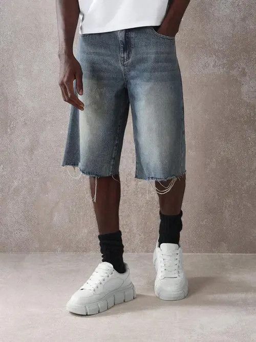 Japanese Brand × Vintage DISTRESSED vintage denim jorts shorts relaxed Y2K Size US 32 / EU 48 - 1 Thumbnail