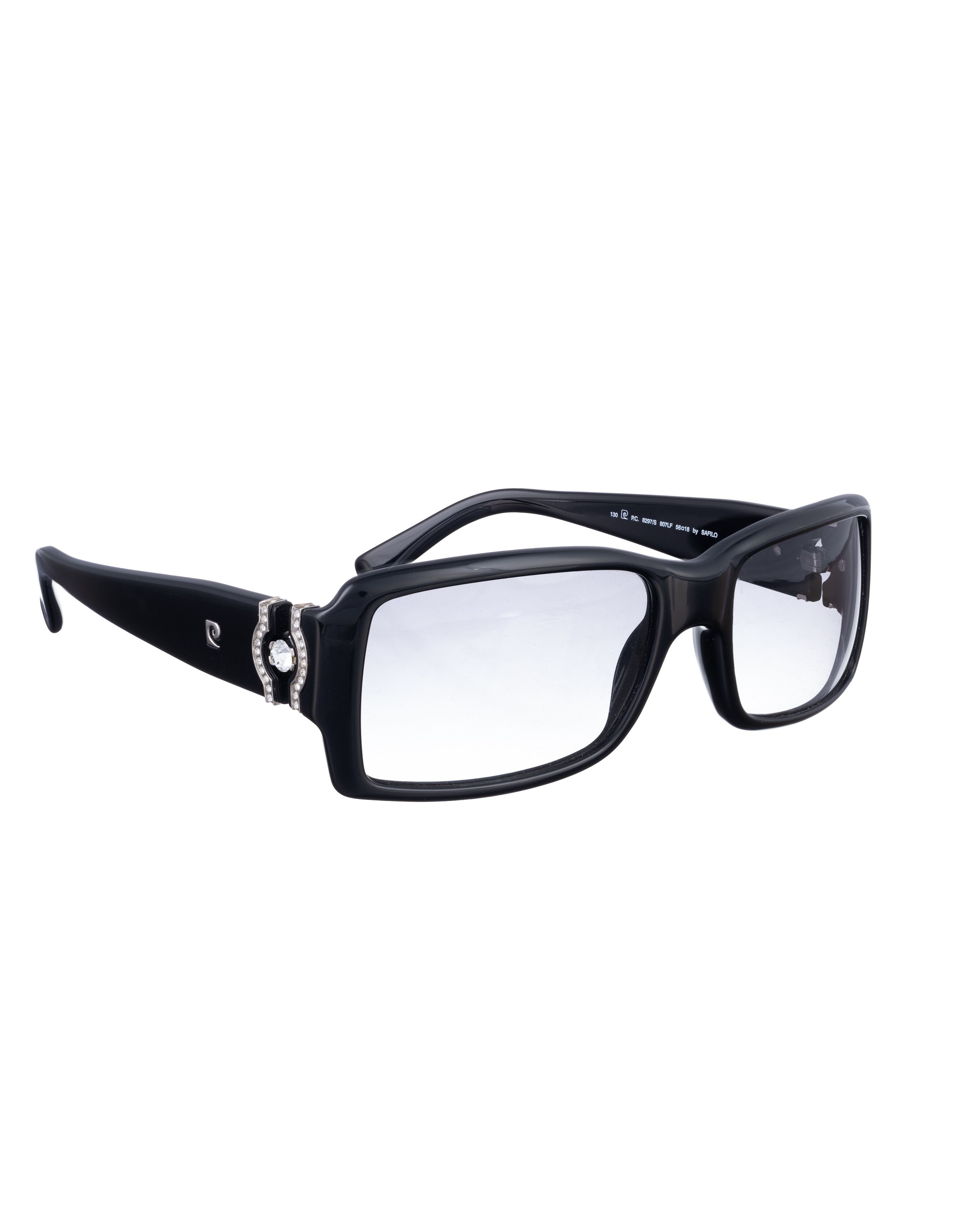 Pierre Cardin Pierre Cardin 00s Rectangle Black Sunglasses With Crystals Size ONE SIZE - 1 Thumbnail