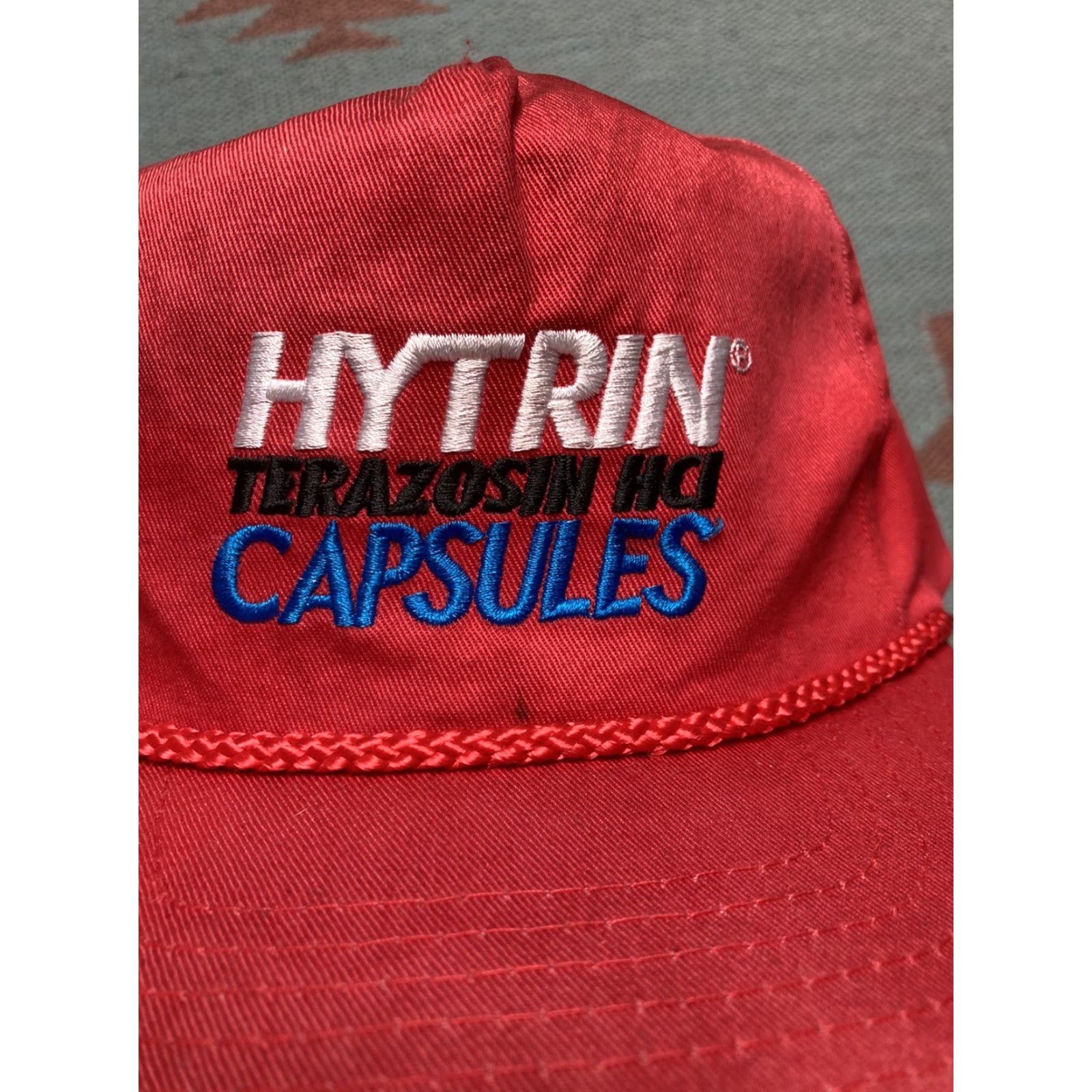 Vintage VINTAGE SnapBack Hat Cap 90s Red Men Adjustable Snapback Hytrin terazosin HCI capsules Drug Unclear Size ONE SIZE - 3 Thumbnail