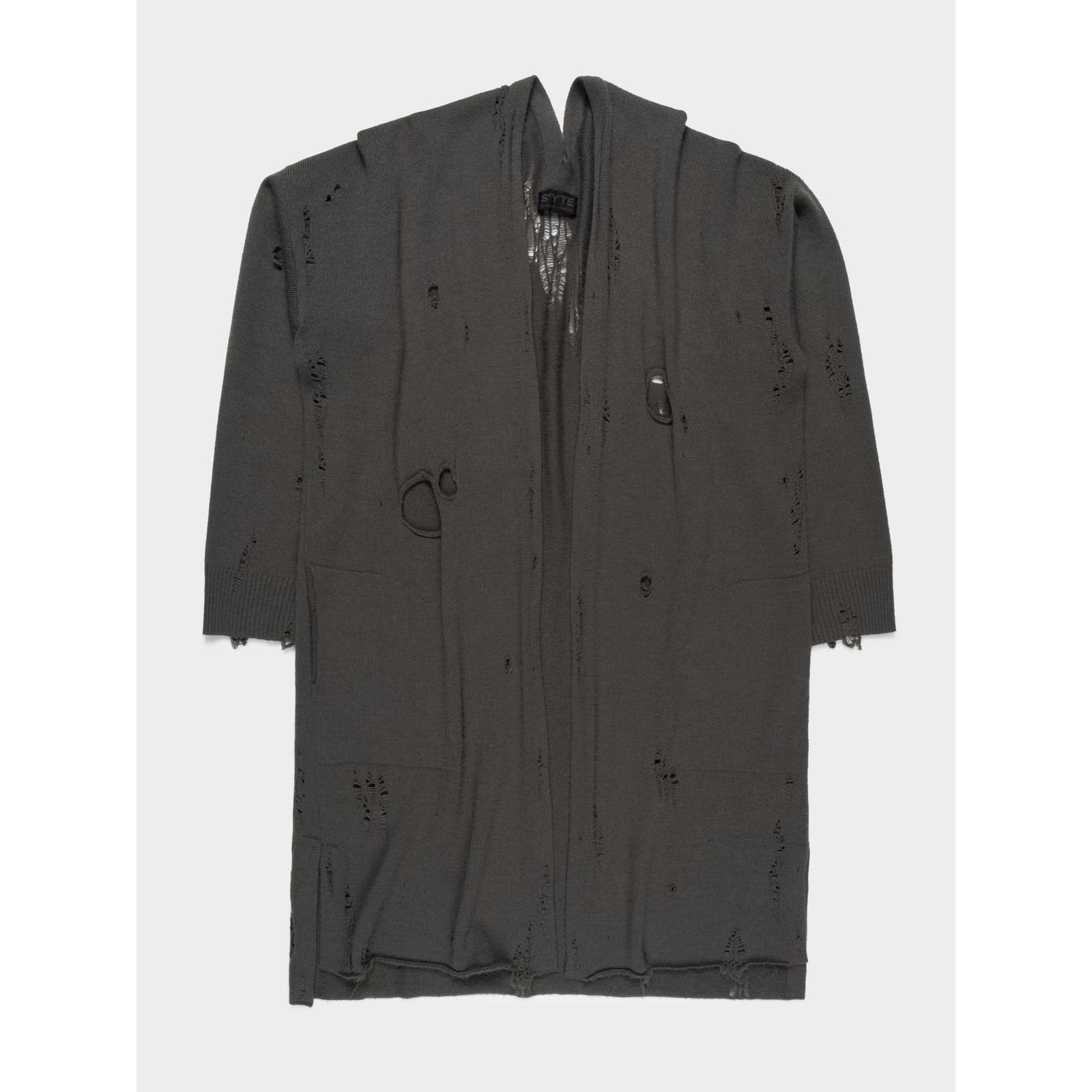 Image of Yohji Yamamoto Plague Oversized Distressed Cardigan in Black, Men's (Size XL)