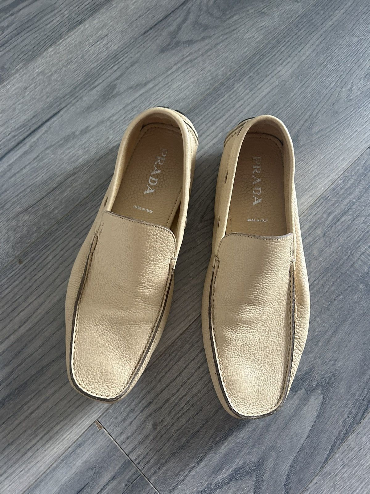 Prada Cream Leather Mocassins Size US 11 / EU 44 - 4 Thumbnail