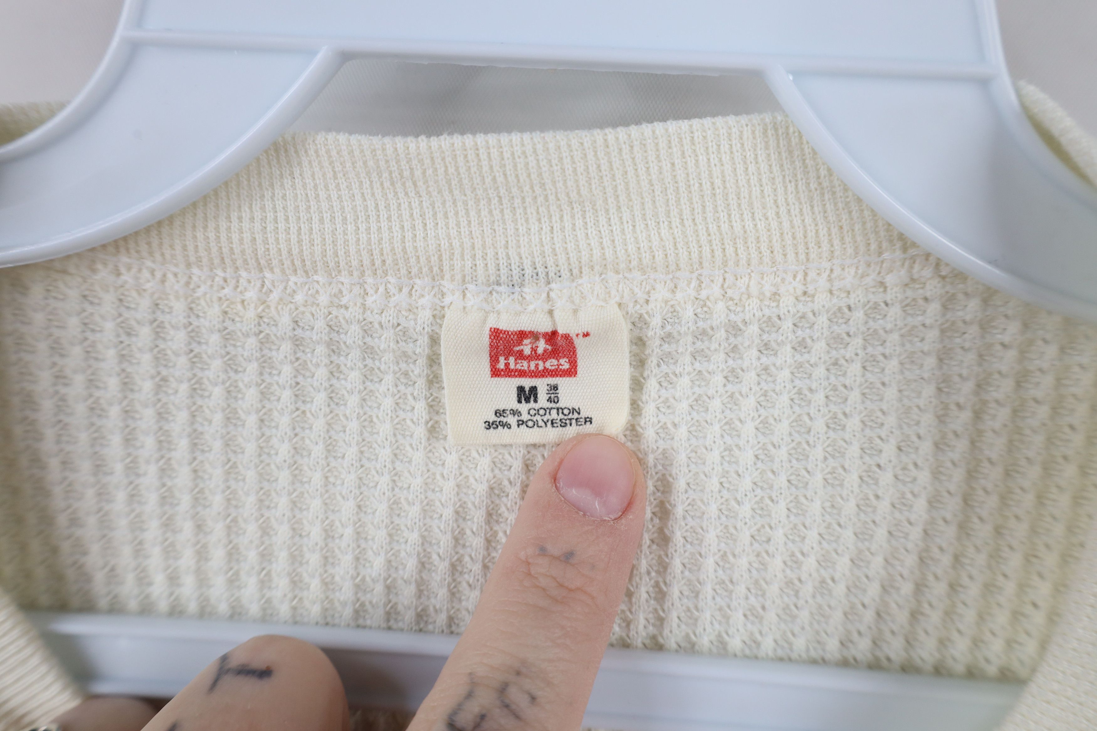 Hanes × Vintage Vintage 70s Hanes Waffle Knit Long Sleeve T-Shirt USA Size US M / EU 48-50 / 2 - 4 Thumbnail