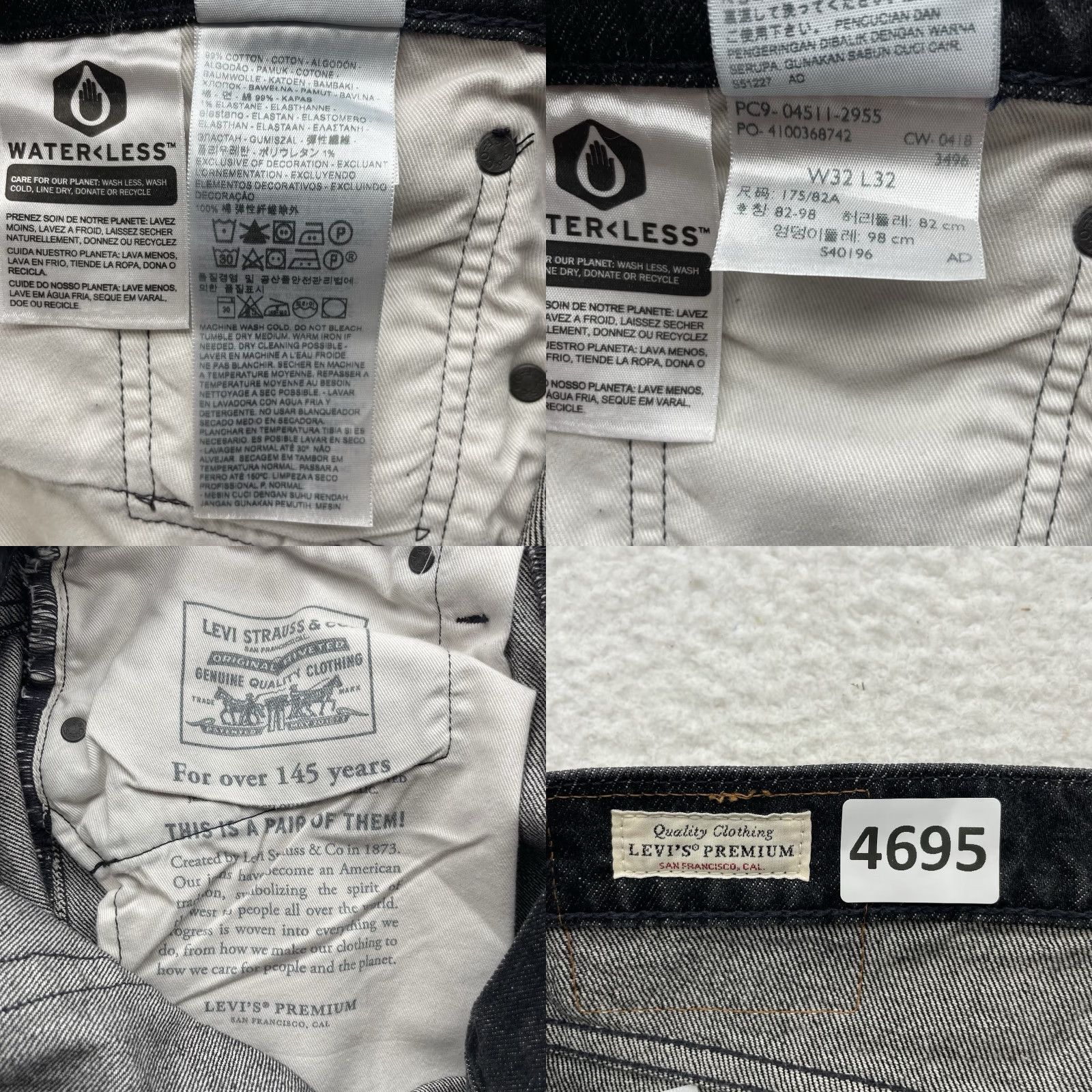 Levi's Levi's Premium Jeans Mens 32x32 Dark Gray Slim Straight 5-Pocket Denim Cotton Logo Vintage not Size US 32 / EU 48 - 9 Thumbnail