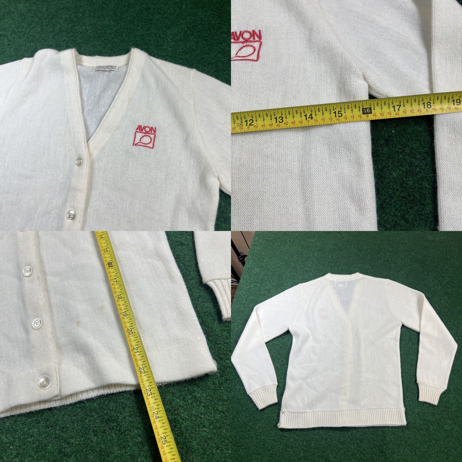 Vintage RARE VINTAGE Avon Beauty Makeup White Cotton Knit Cardigan Size Small/34 70s Size S / US 4 / IT 40 - 8 Thumbnail