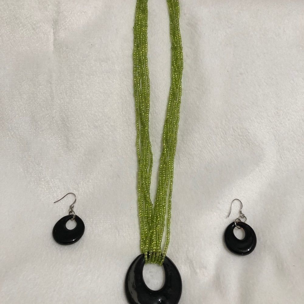 Other Glass Pendant Necklace with Earrings Set Size ONE SIZE - 8 Thumbnail