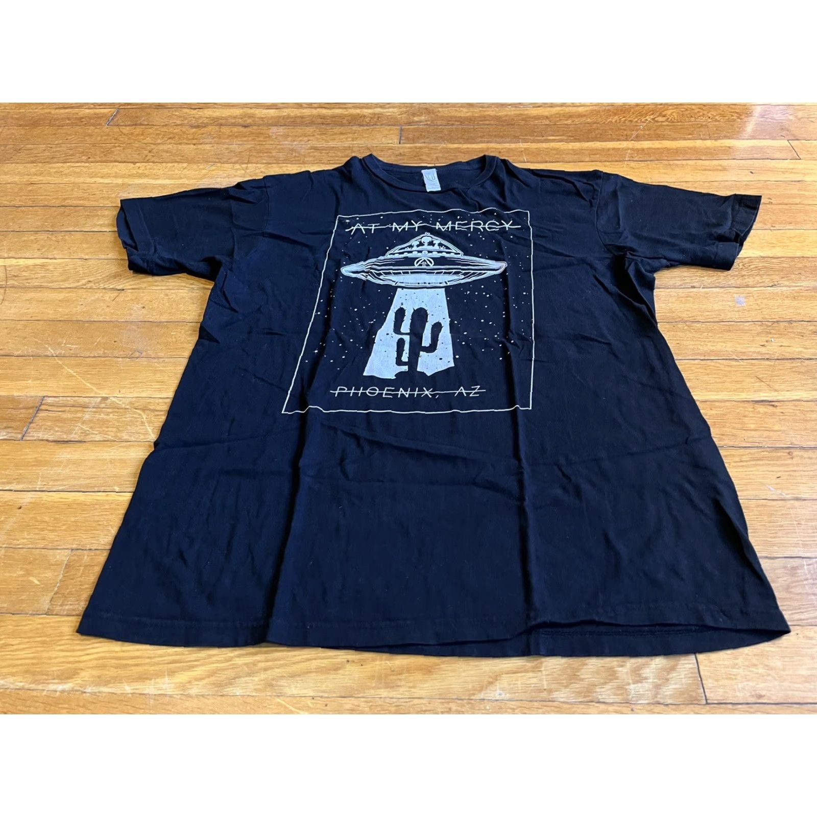 Vintage At My Mercy Phoenix AZ Shirt Men’s Large Black Cotton Heritage T-Shirt Graphic Print Band Music Outdoor Space Retro Shirt Mens L Black Size US L / EU 52-54 / 3 - 2 Thumbnail