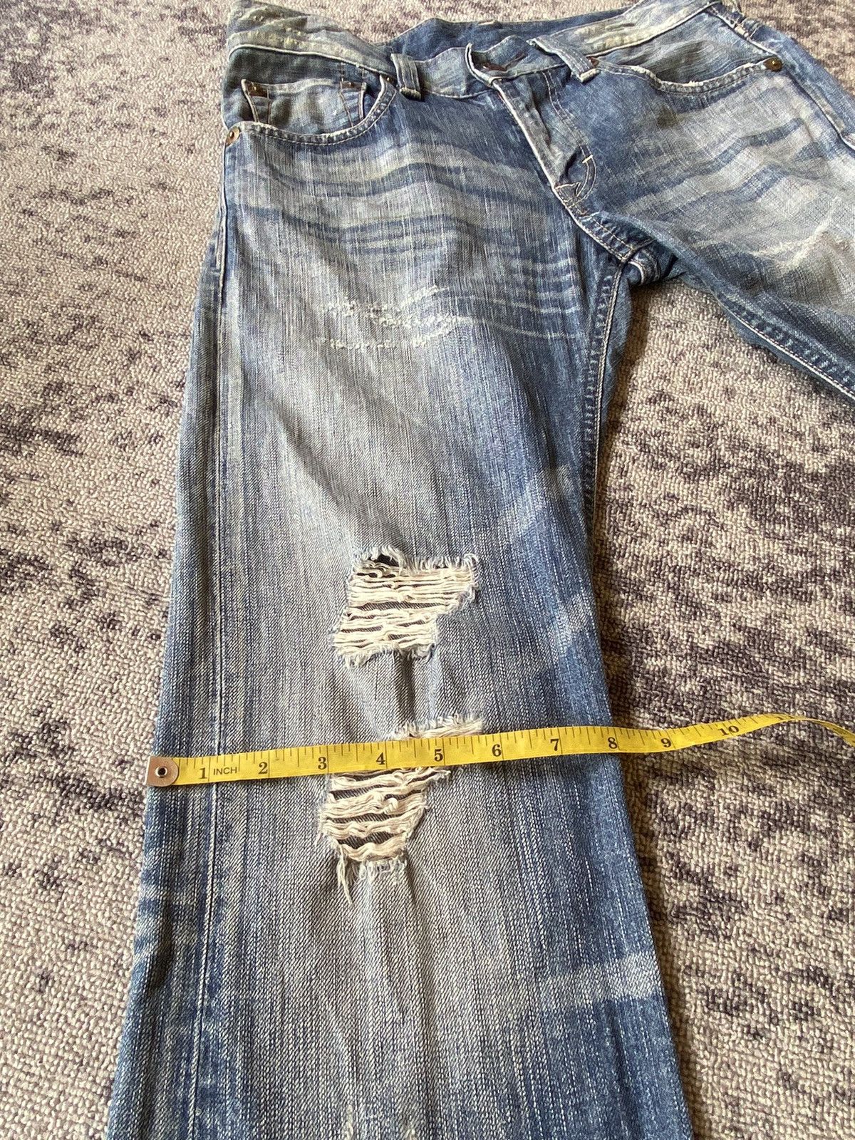 Edwin Y2k Edwin 503 blue trip distressed bootcut jeans Size US 32 / EU 48 - 12 Thumbnail
