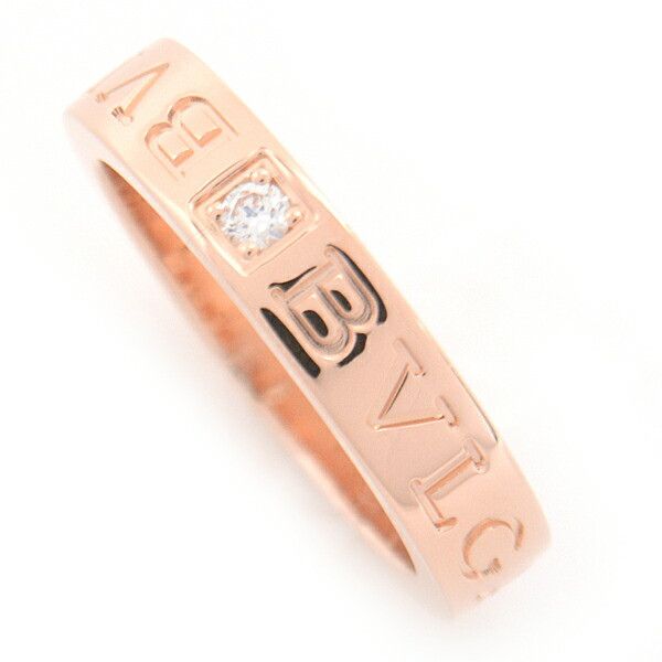 Bvlgari Bvlgari Bvlgari Pink Gold Diamond Double Logo Ring Metal Ring 72422 in Great Condition Size ONE SIZE - 1 Thumbnail