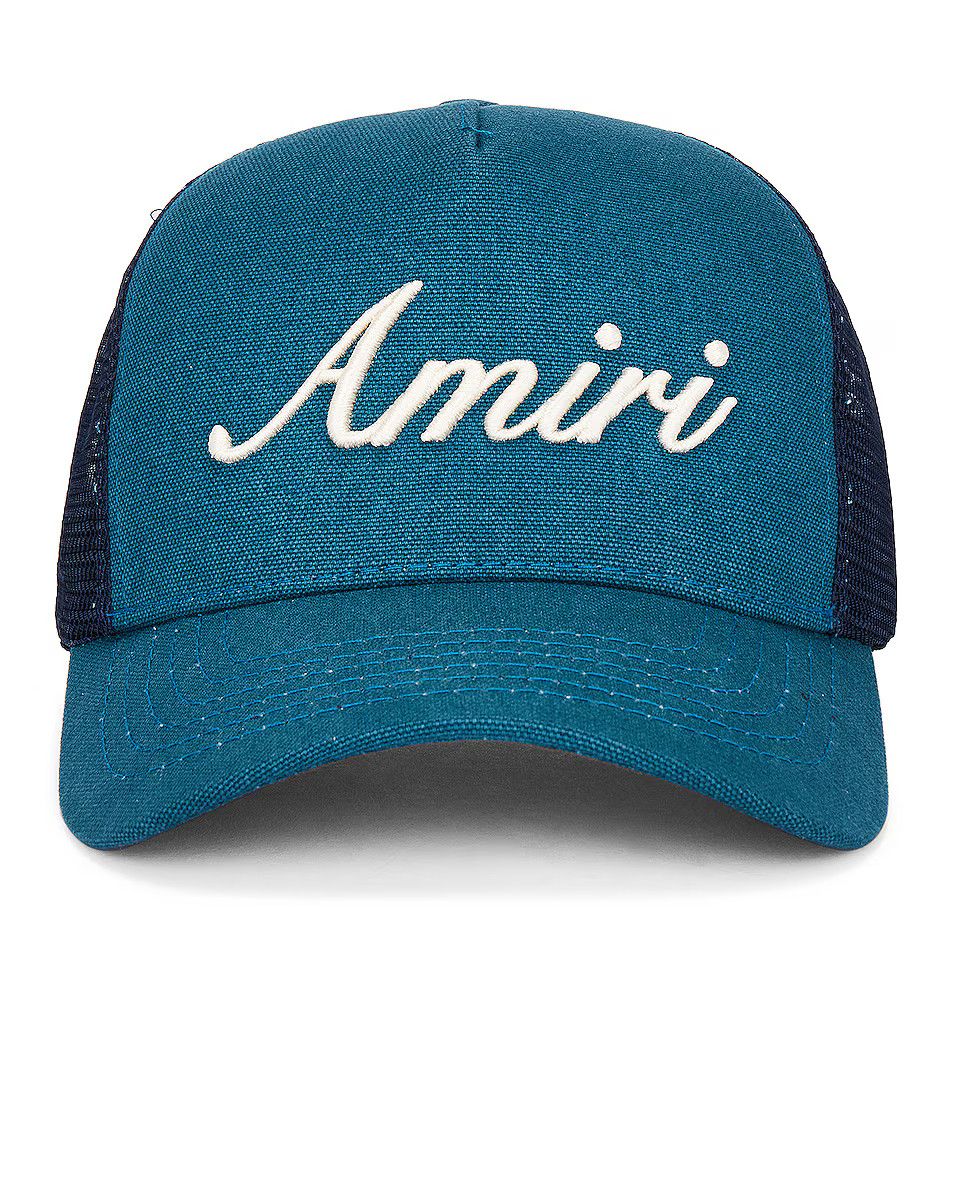 Amiri o1gr1nt0525 Size: OS / Script Trucker Hat / Cap in Teal Size ONE SIZE - 1 Thumbnail