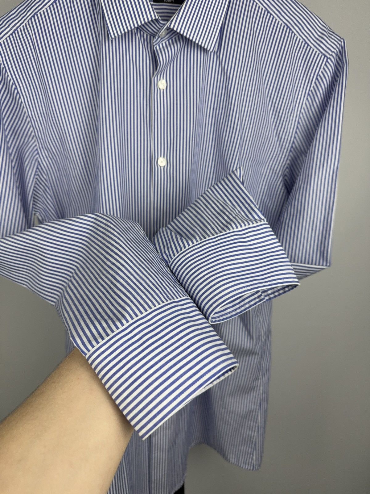 Hugo Boss Luxury 00s Hugo Boss Striped Shirt Blue Slim Fit 42 16.5 L Size US L / EU 52-54 / 3 - 2 Thumbnail