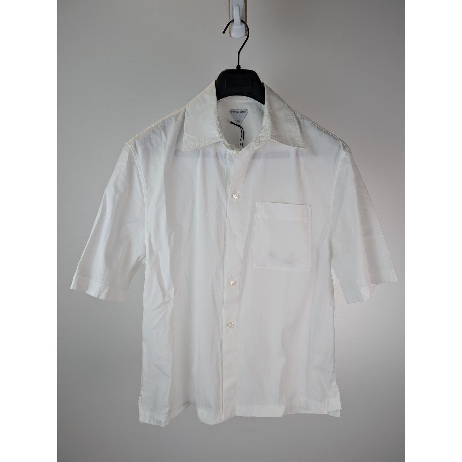Bottega Veneta o1rshd1 Compact Cotton Button-Up Shirt in Optic White Size US S / EU 44-46 / 1 - 1 Thumbnail