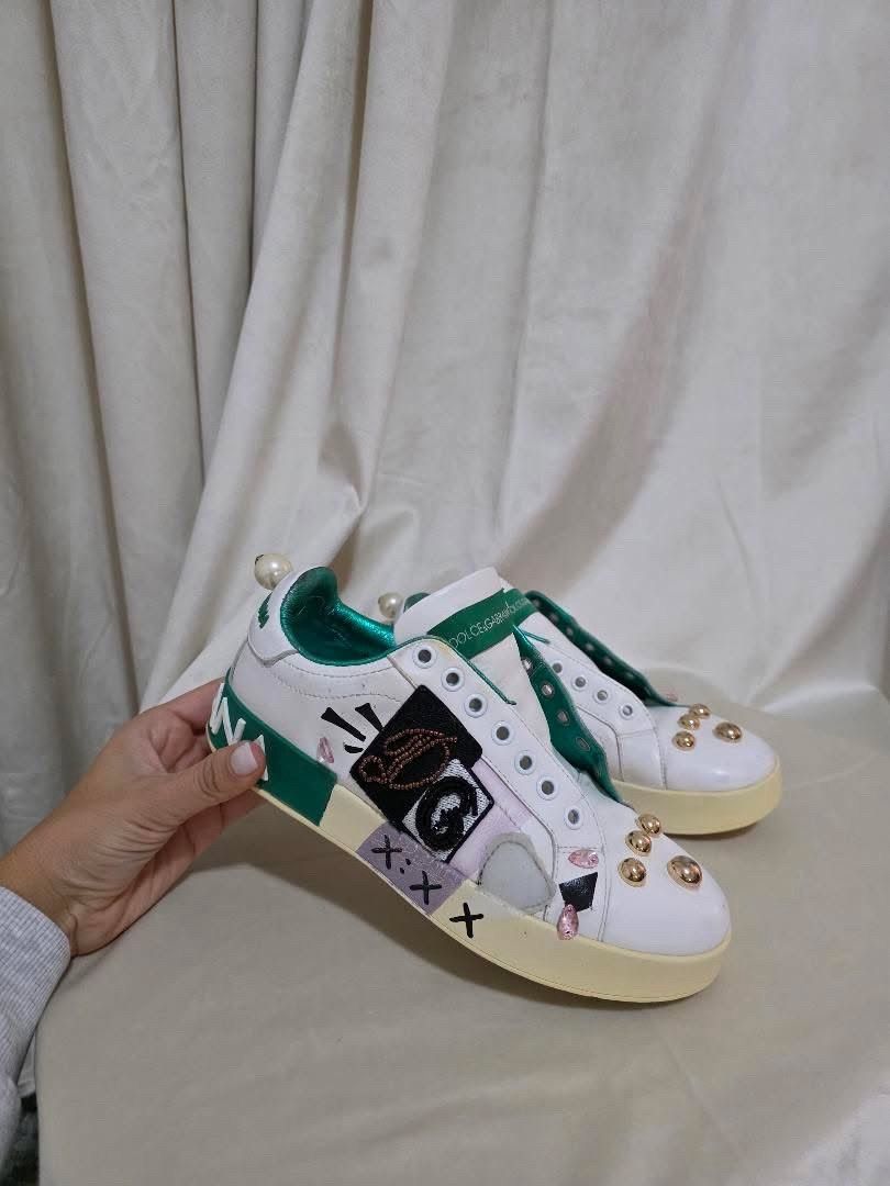 Dolce & Gabbana 👟 Dolce & Gabbana Inspired Custom Patch Sneakers (Replica) Size US 7 / IT 37 - 3 Thumbnail