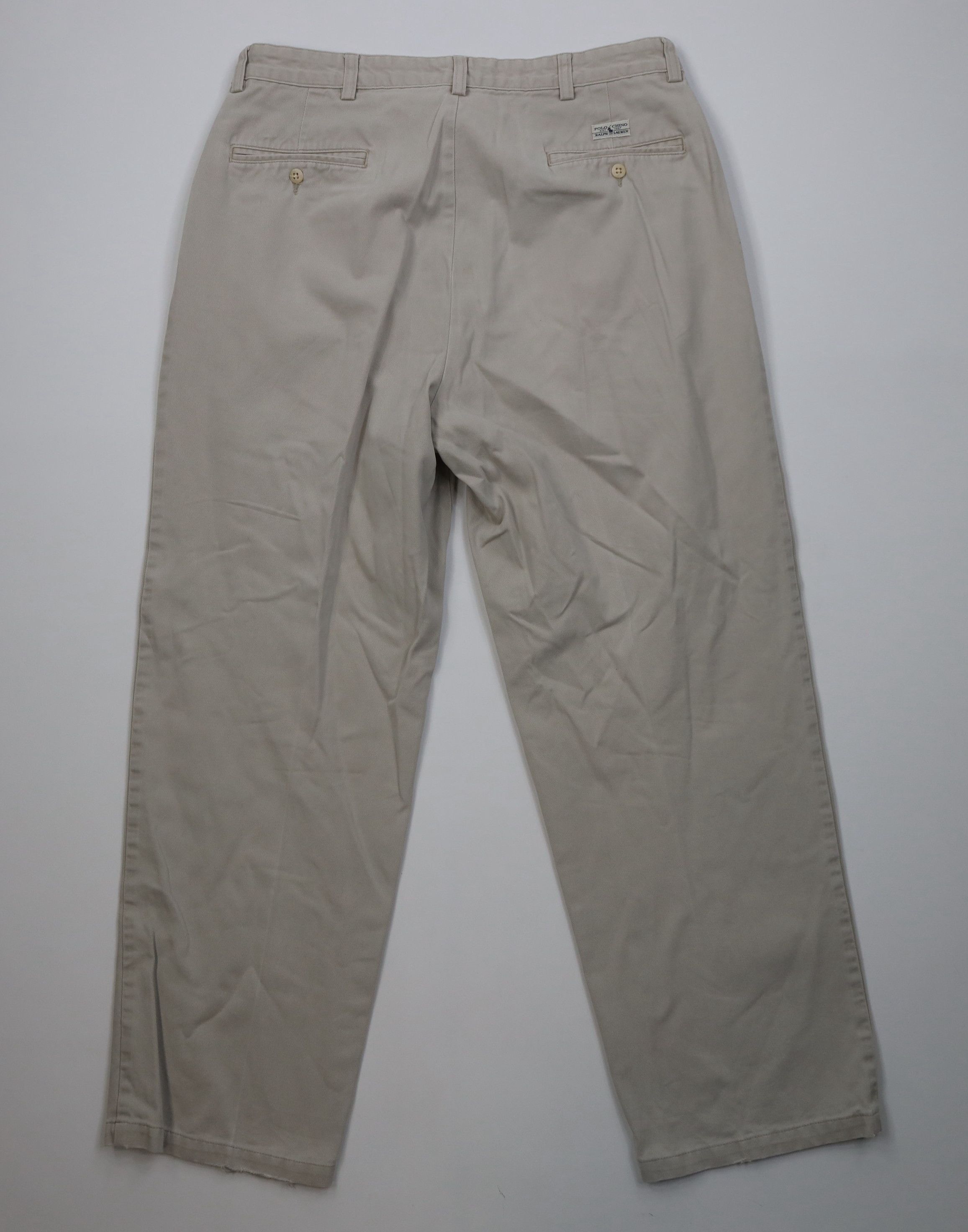 Ralph Lauren Vintage 90s Ralph Lauren Wide Leg Chino Pants Beige Cotton Size US 34 / EU 50 - 9 Thumbnail