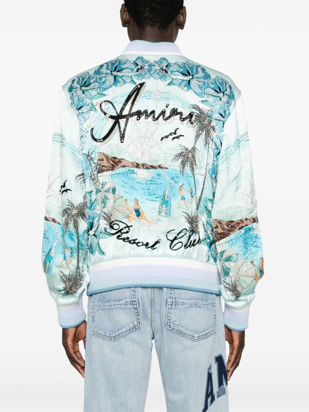 Amiri o1s1wg111025 Paradise Beaded Bomber Jacket in Multicolor Size US XL / EU 56 / 4 - 4 Thumbnail