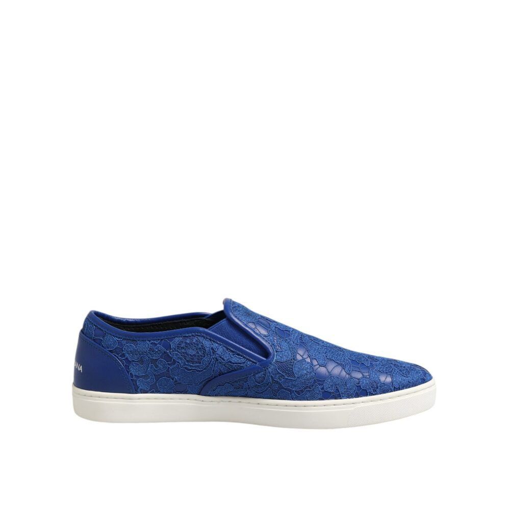 Dolce & Gabbana Dolce & Gabbana Blue Leather Lace Slip On Sneaker Shoes Size US 7 / EU 40 - 1 Thumbnail