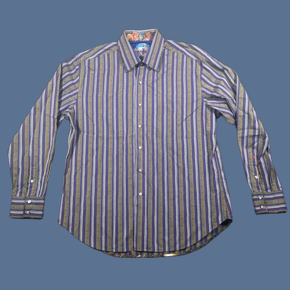 Robert Graham Robert Graham Shirt Mens XL Multicolor Striped Button-Up Copper British? Size US XL / EU 56 / 4 - 1 Thumbnail
