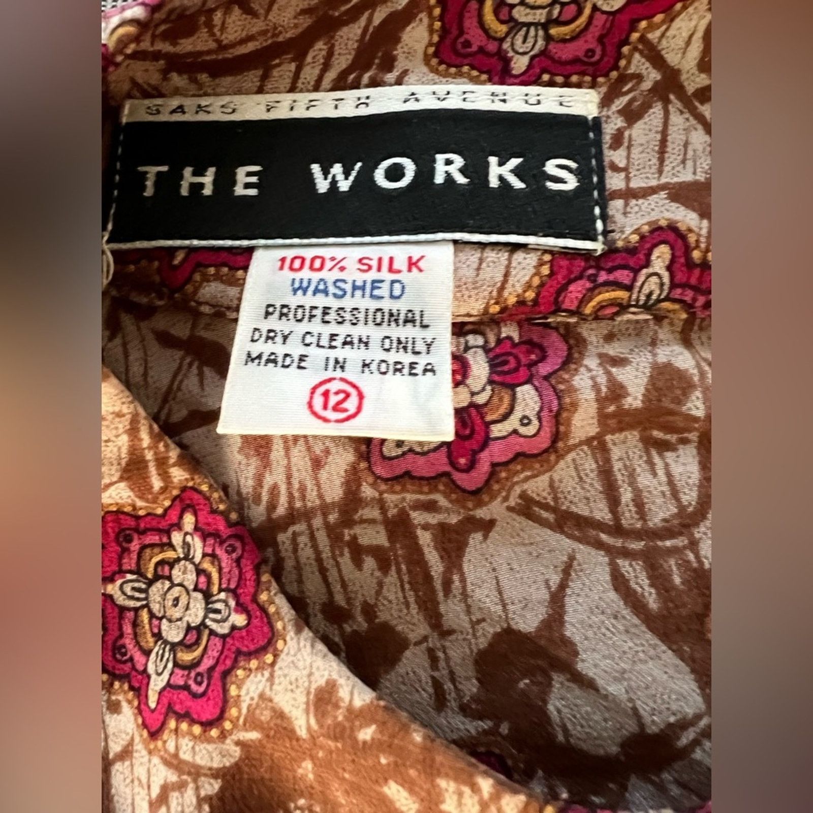 Saks Fifth Avenue Saks Fifth Avenue The Works Silk Floral Blouse Size 12 Size XL / US 12-14 / IT 48-50 - 4 Thumbnail