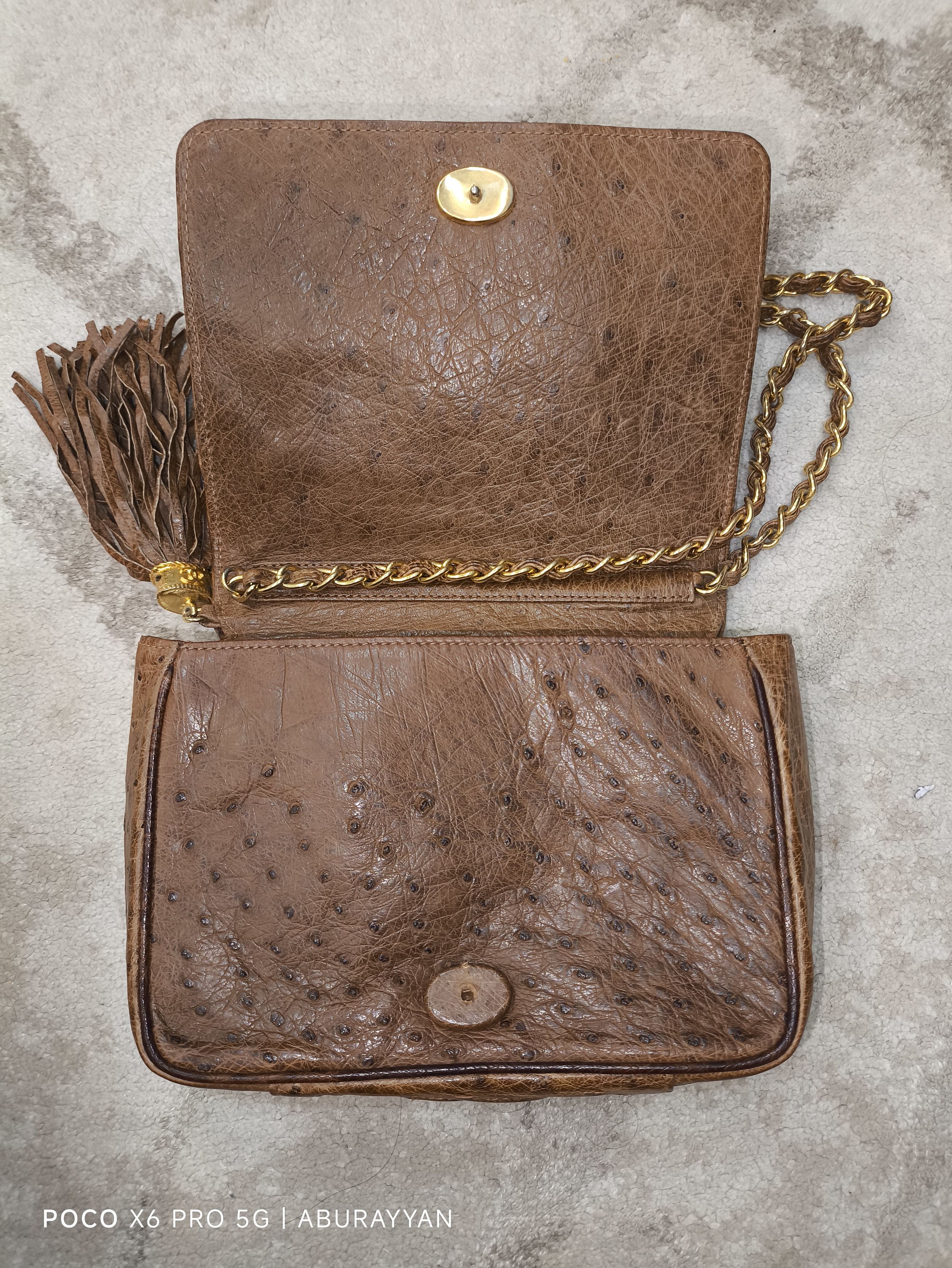 Chanel Chanel Vintage Ostrich Leather SingleFlap Chain Shoulder Bag Size ONE SIZE - 12 Thumbnail