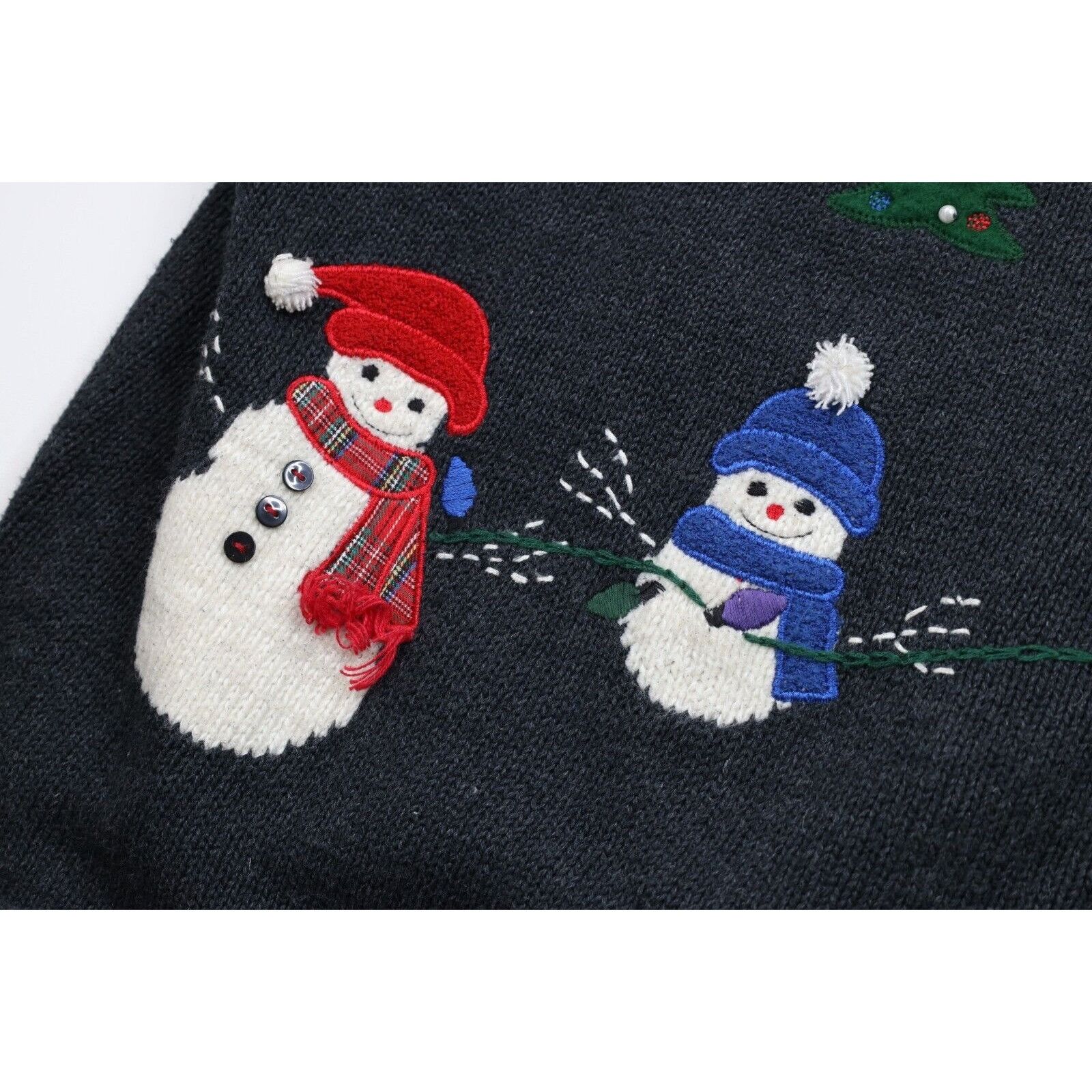 Vintage Vintage 90s Streetwear Marled Knit Christmas Snowman Sweater Size 3XL / US 20-22 - 5 Thumbnail