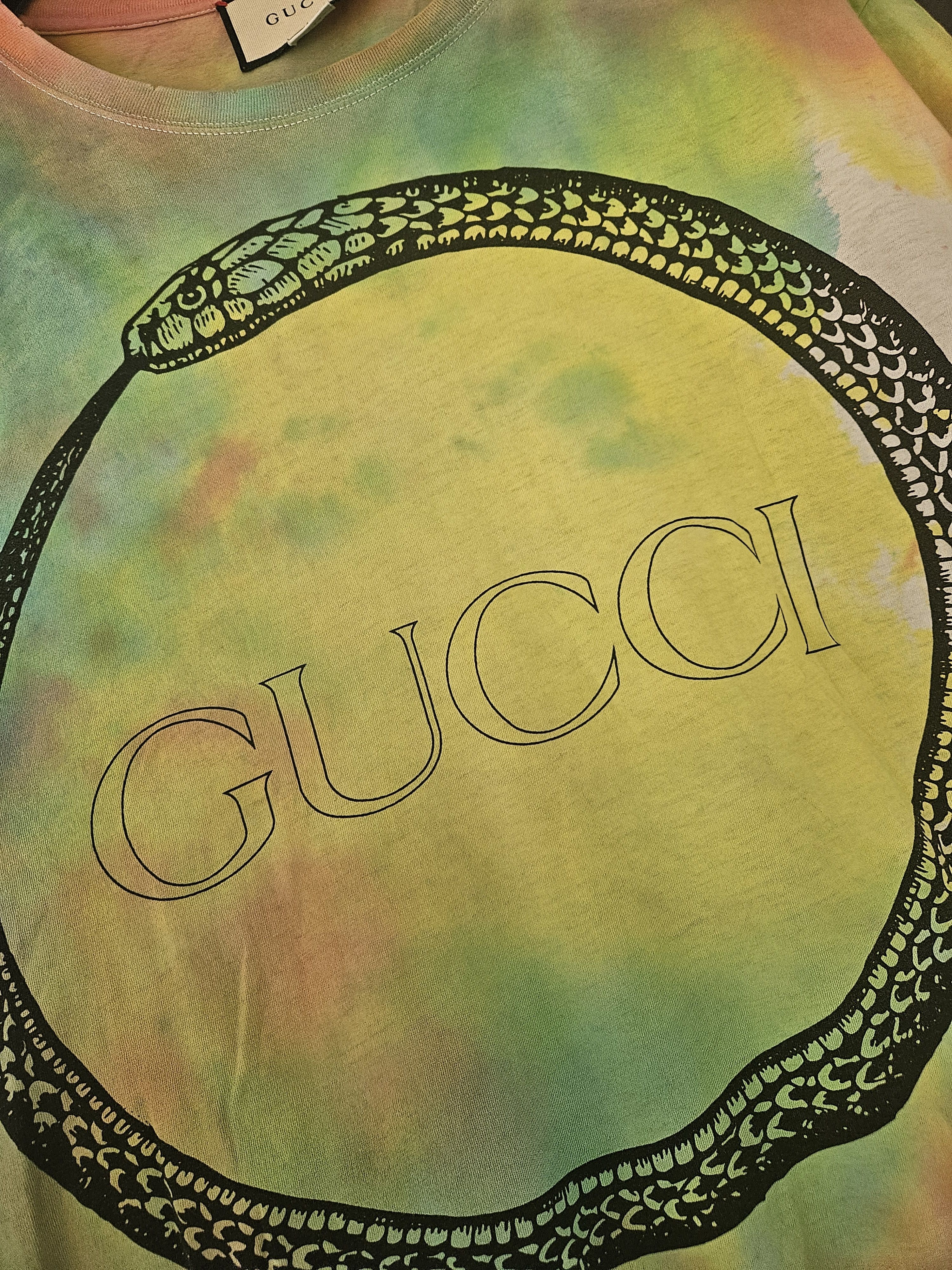 Gucci Gucci Ouroboros Tie Dye Distressed Snake Tee Shirt Size US XXL / EU 58 / 5 - 3 Thumbnail