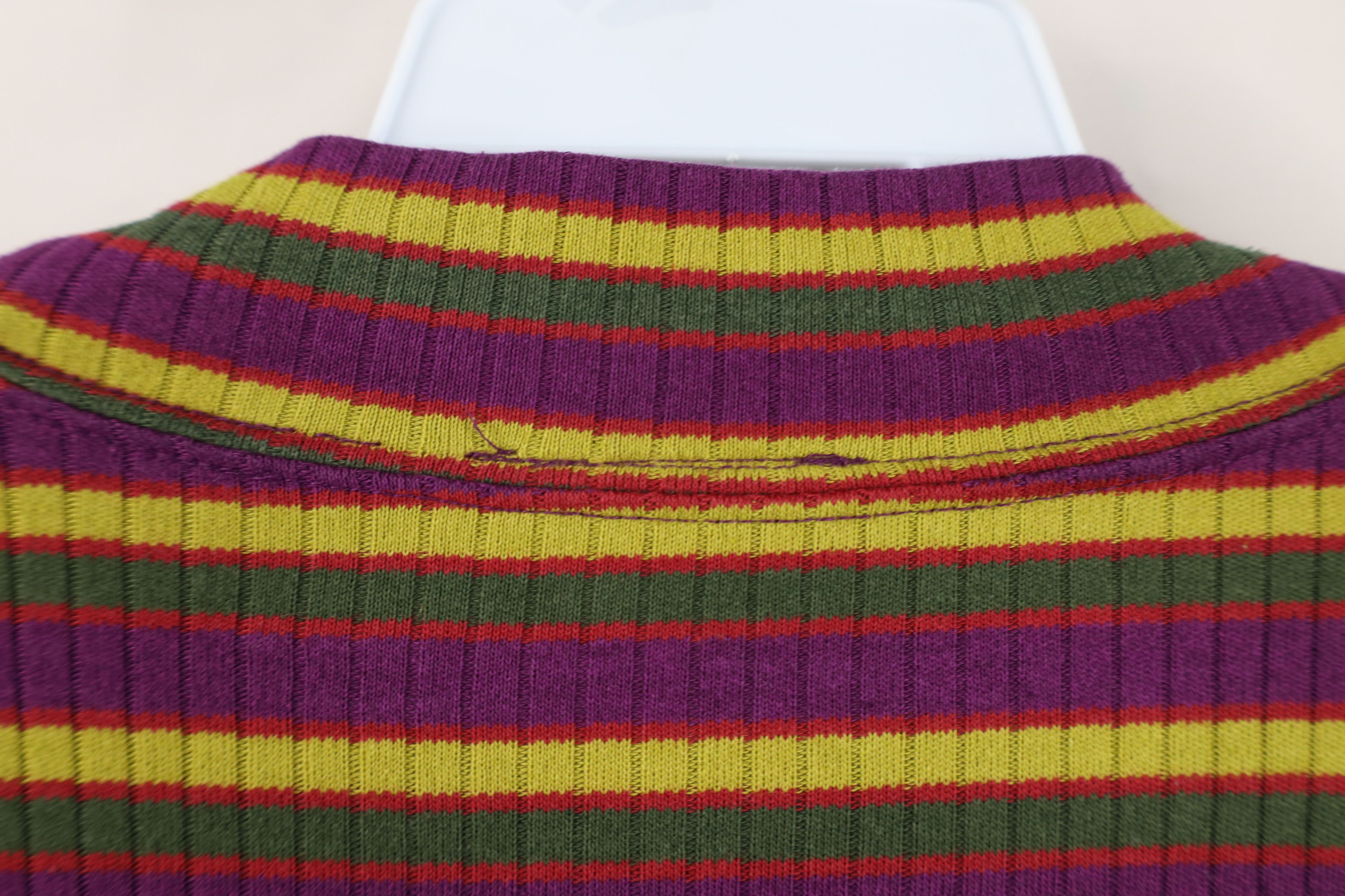 Vintage Vintage 90s Streetwear Striped Knit Mock Neck T-Shirt Size 3XL / US 20-22 - 8 Thumbnail