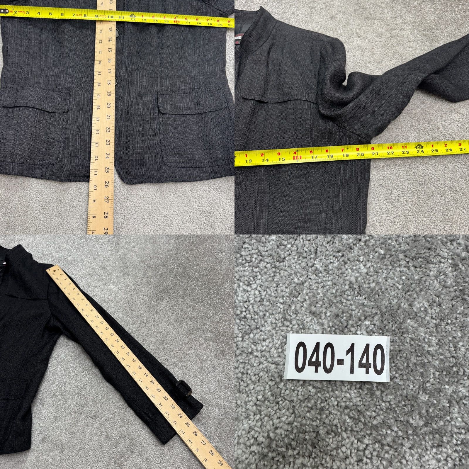 Talbots Talbots Blazer Jacket Womens 14 Black Ramie Blend Button Up Textured Band Collar Size XL / US 12-14 / IT 48-50 - 8 Thumbnail