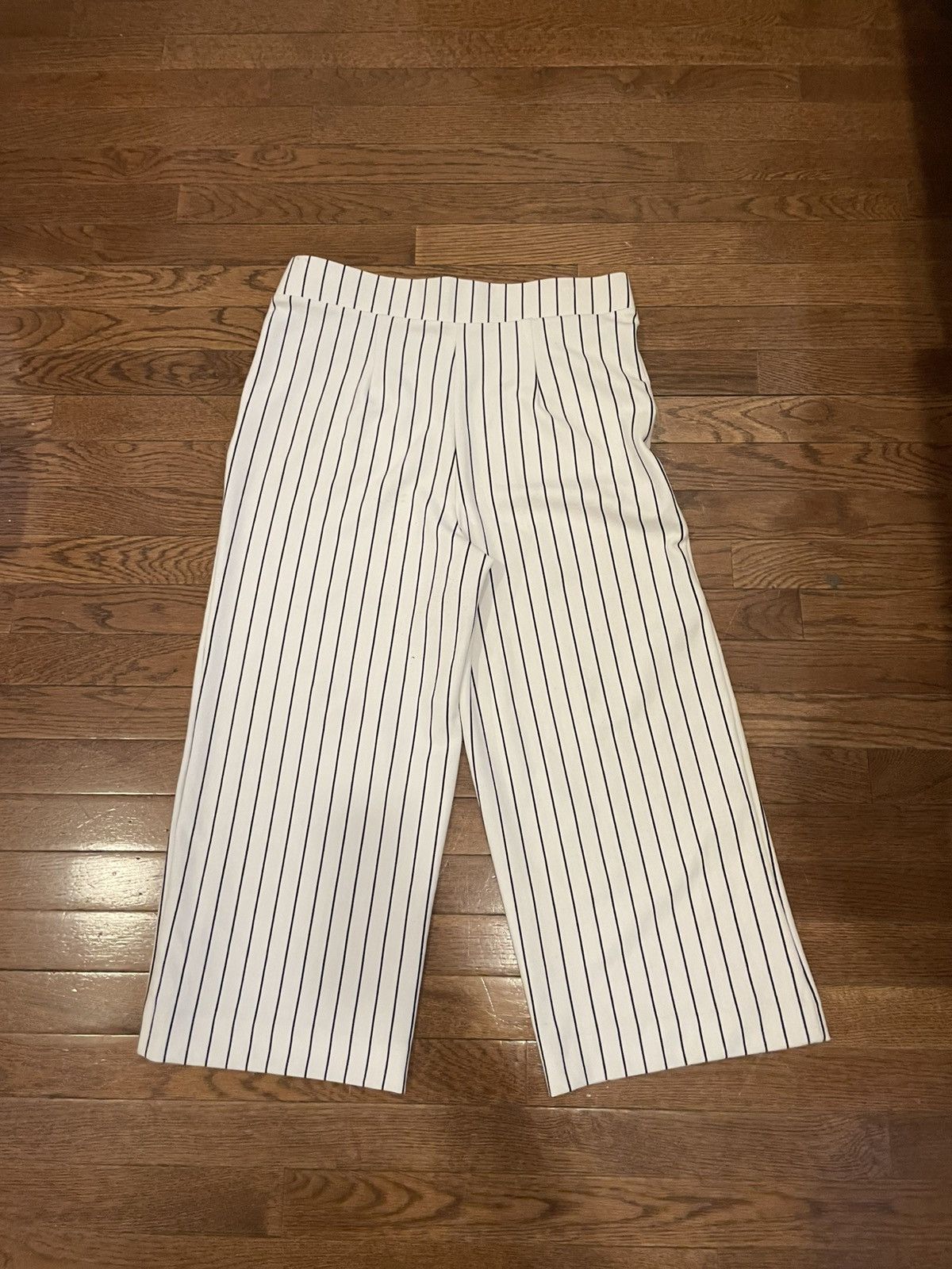 Other BBJ white& black striped high-waisted wide-leg cropped pants Size 36" / US 14 / IT 50 - 2 Thumbnail