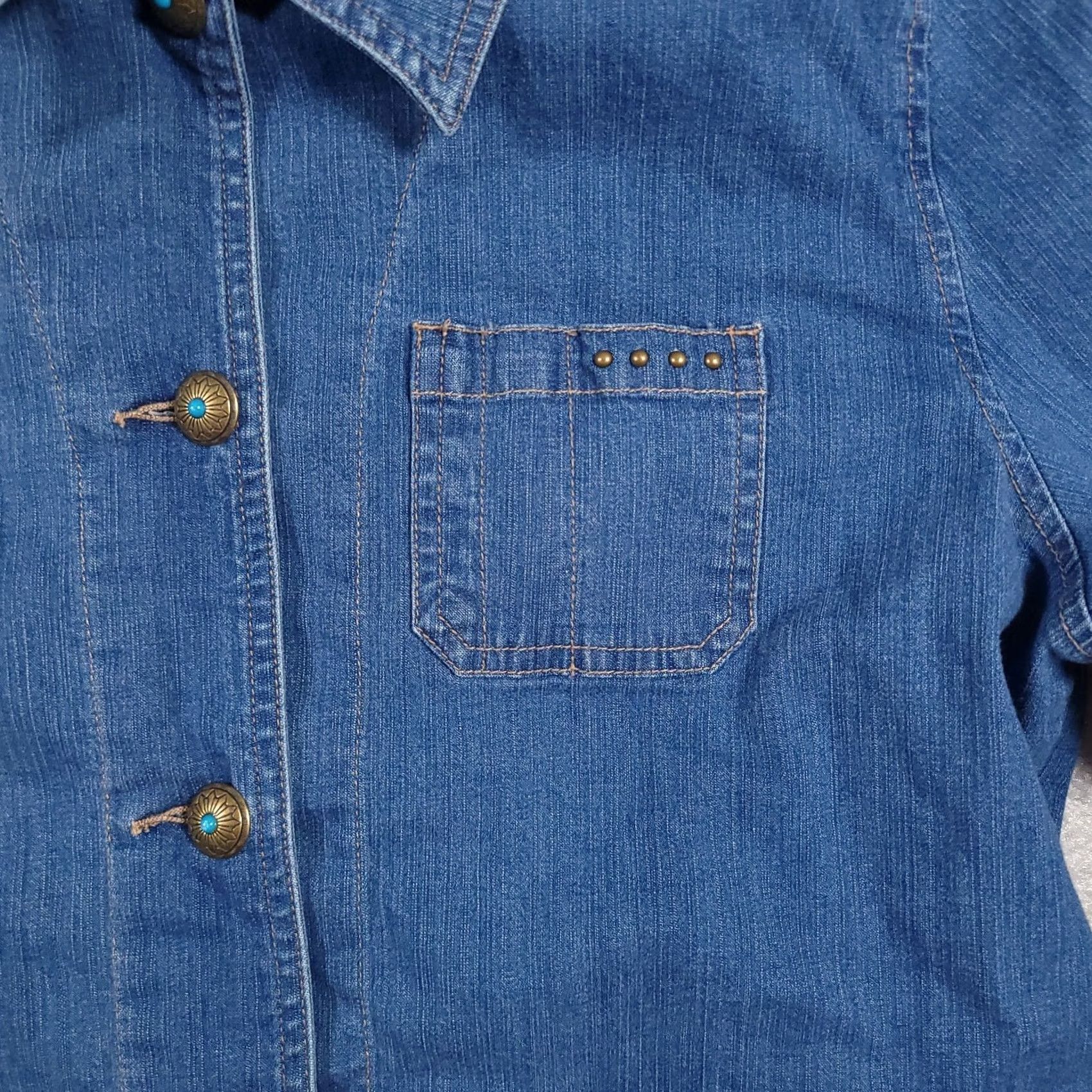 Vintage Koret City Blues Blue Button Up Denim Jacket Women's Large Pockets Western Jacket/Coat Short Sleeve? Size L / US 10 / IT 46 - 4 Thumbnail
