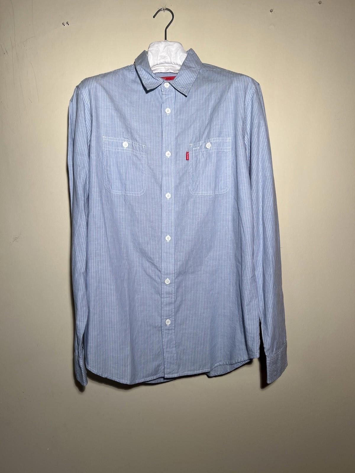 Supreme Pre-Owned SUPREME L/S CHAMBRAY STRIPE SHIRT BLUE LARGE Size US L / EU 52-54 / 3 - 2 Thumbnail