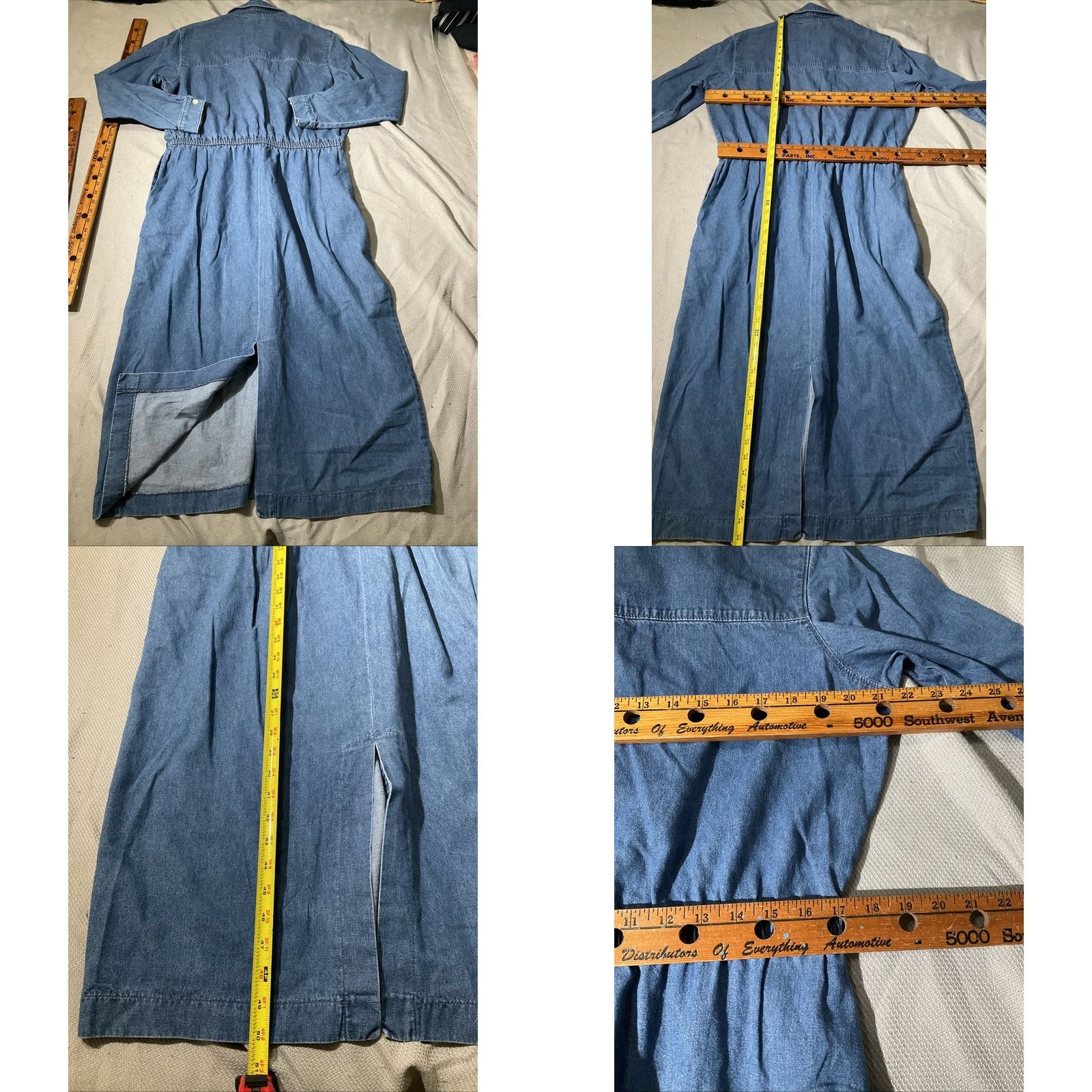 Jim Thompson VINTAGE Norm Thompson Dress Womens 16 Blue Chambray USA Made Button Maxi Cottagecore Dress Size XXL / US 16-18 / IT 52-54 - 9 Thumbnail