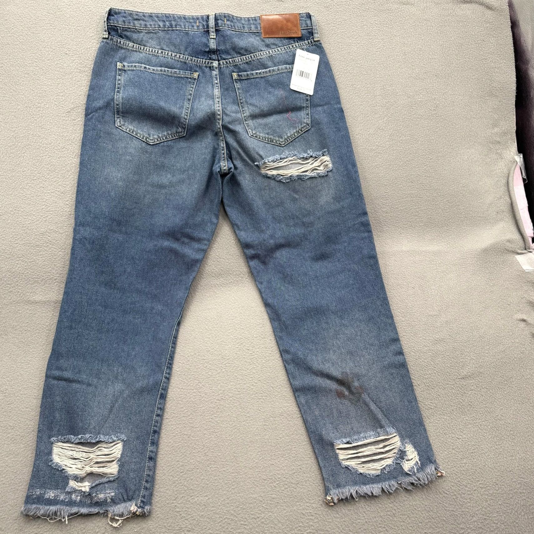 Free People Free People Jeans Womens 29 Blue High Rise Distressed Cropped Denim Raw Hem Womens Regular 29 Blue Distressed Cropped Jeans Size 29" - 2 Thumbnail