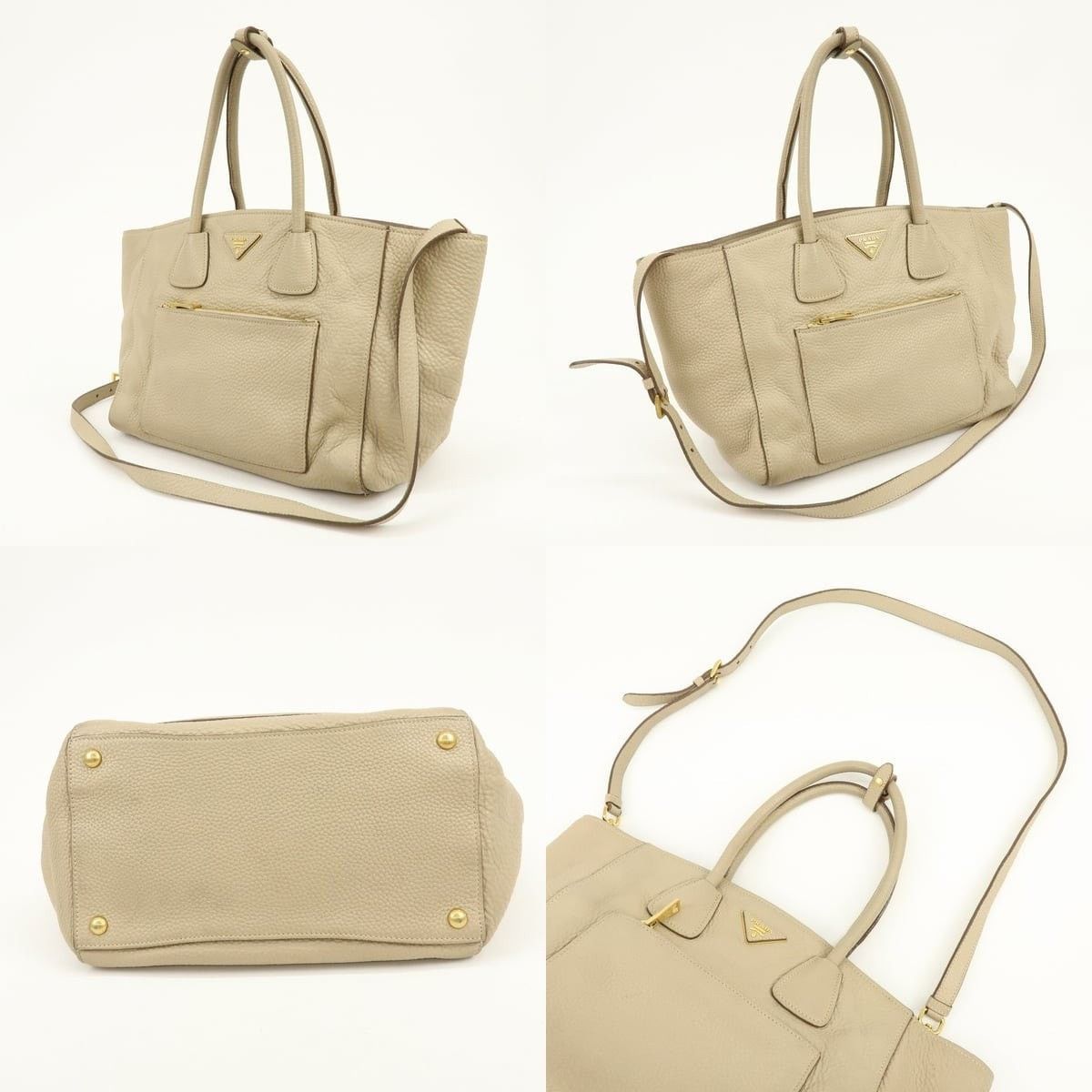 Prada Prada Vitello Daino Shoulder Bag Beige Size ONE SIZE - 3 Thumbnail