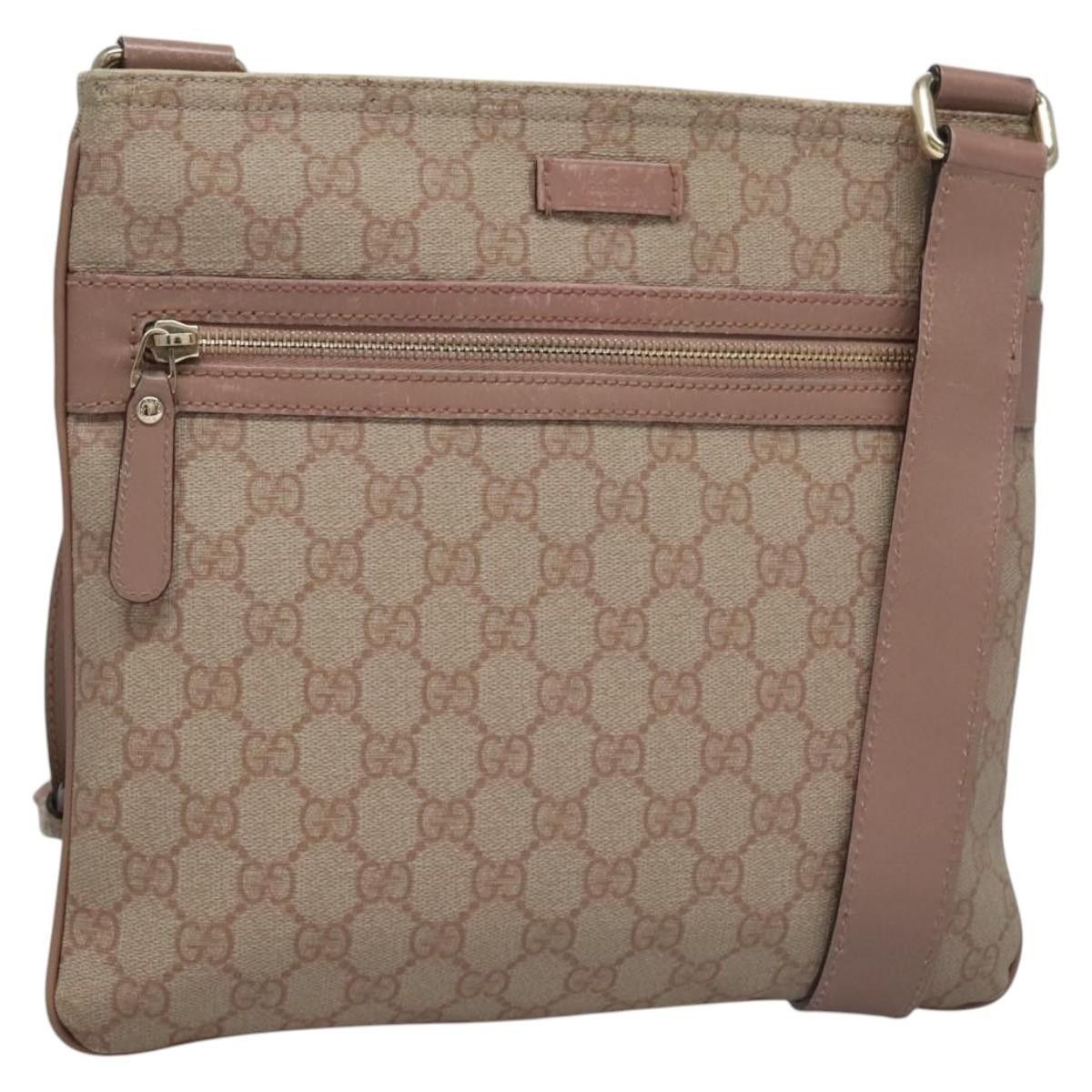 Gucci Front Zip Flat Messenger Bag GG Coated Canvas