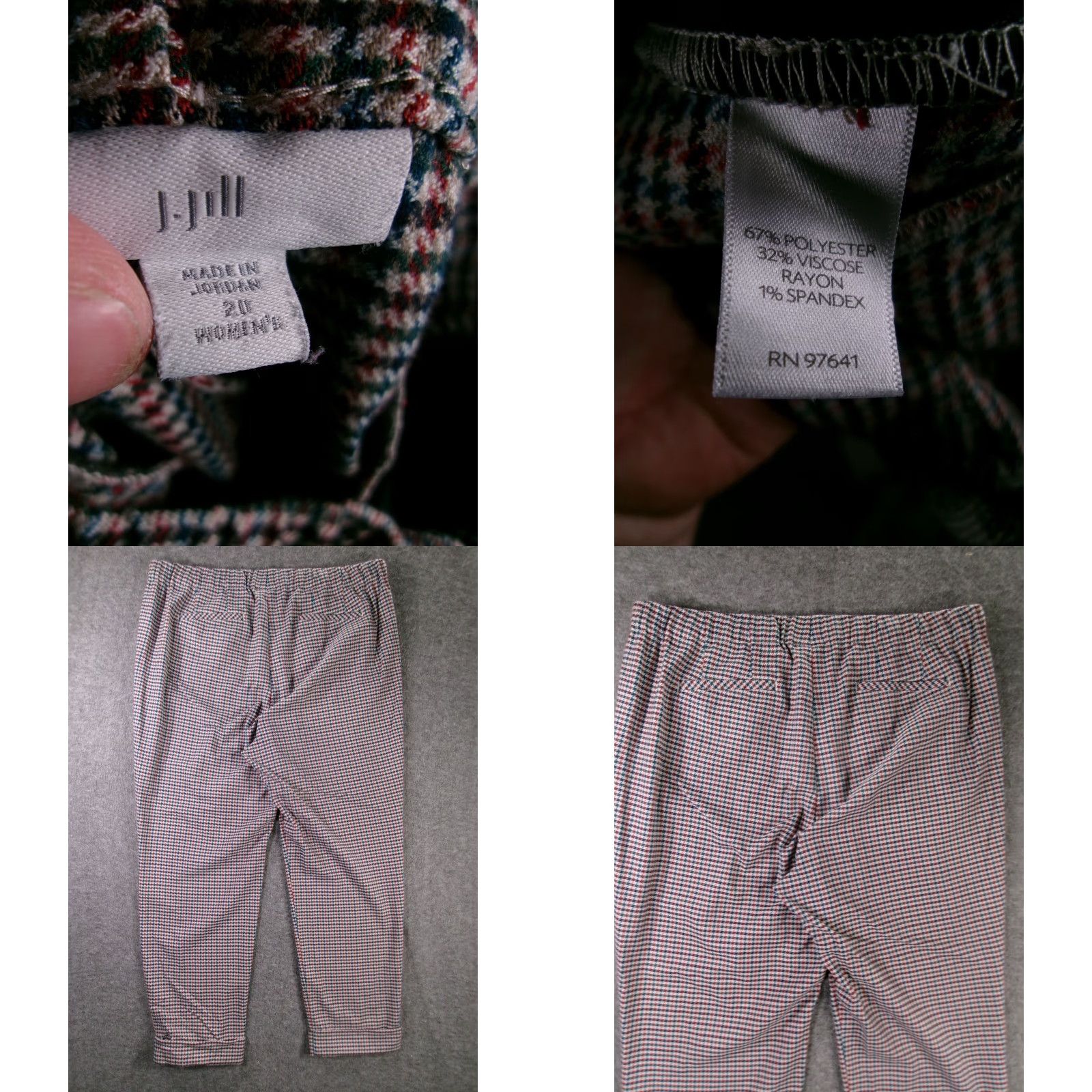 J. Jill J Jill Pants Womens 20 Plus Ankle Pull On Tapered Houndstooth Stretch Multi Color Size 42" / US 20 - 8 Thumbnail