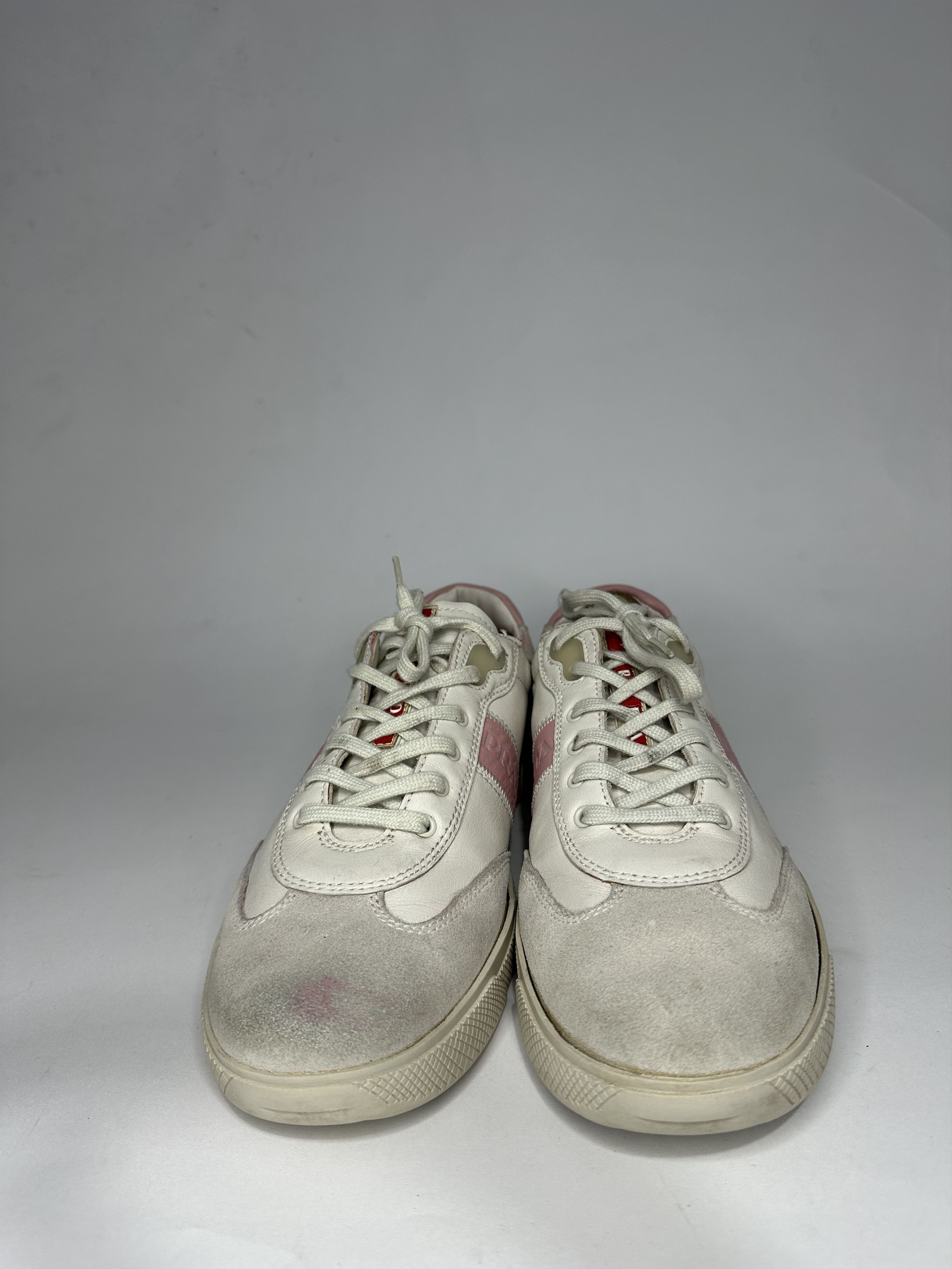Prada Prada Pink and White Leather Low Top Sneakers. Size US 8 / EU 41 - 4 Thumbnail