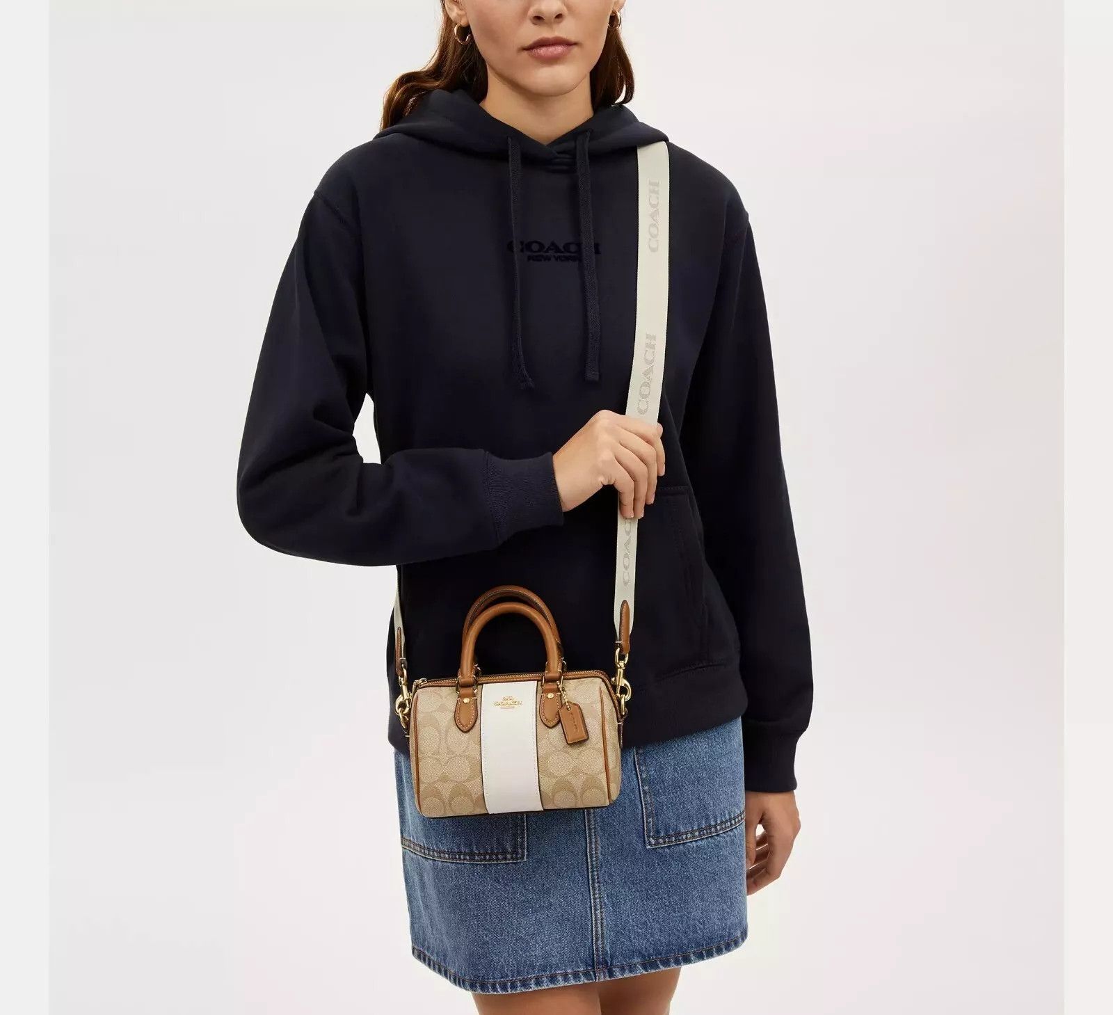 Coach Mini Rowan Crossbody In Signature Canvas With Stripe CR243 Size ONE SIZE - 7 Thumbnail