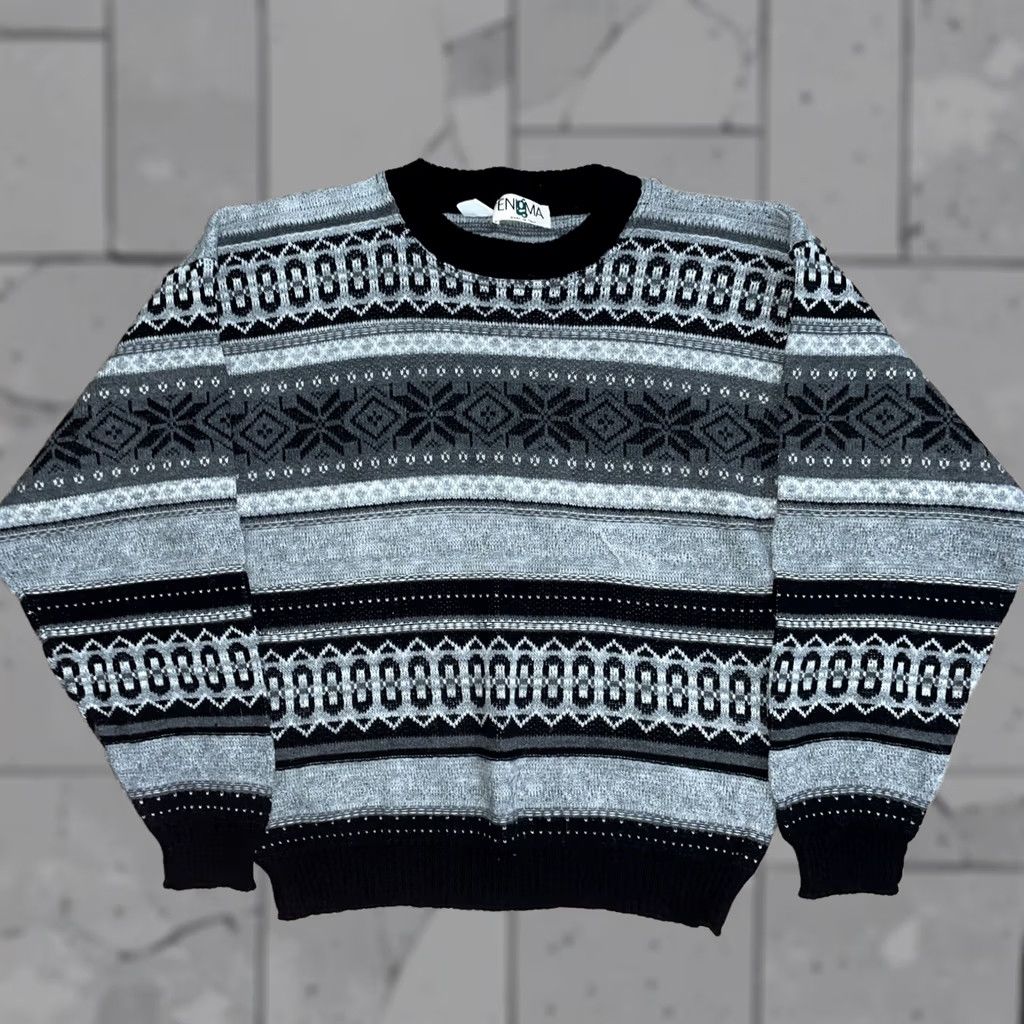 Vintage Enigma Grays geometric sweater mens Medium gray Size US M / EU 48-50 / 2 - 1 Thumbnail