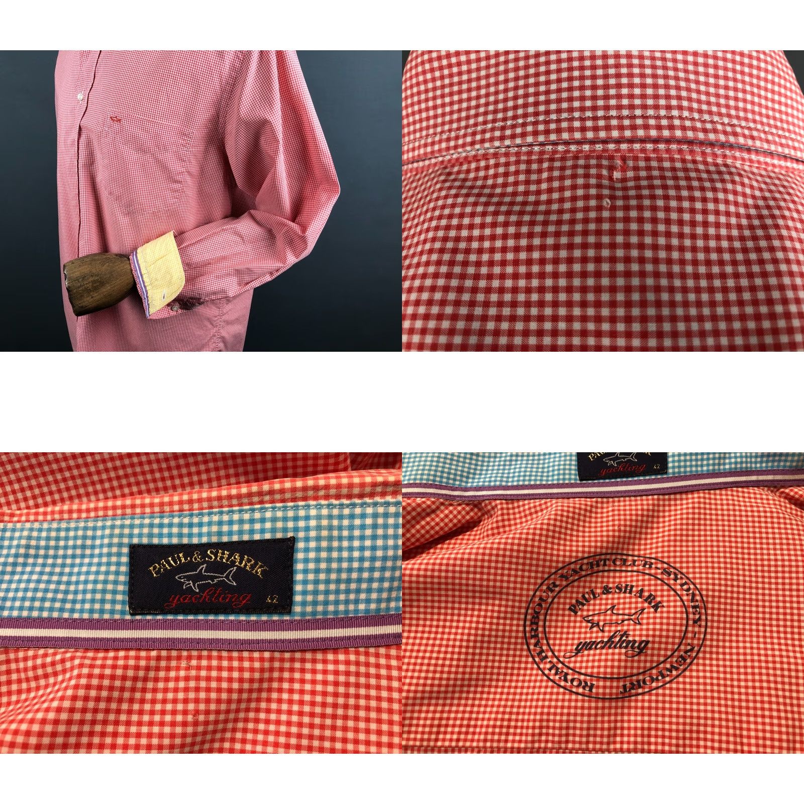 Paul & Shark Paul & Shark Men's Shirt 42 Red Cotton Check Button-Up Casual Long Sleeve Collared Shirt Size US XL / EU 56 / 4 - 9 Thumbnail