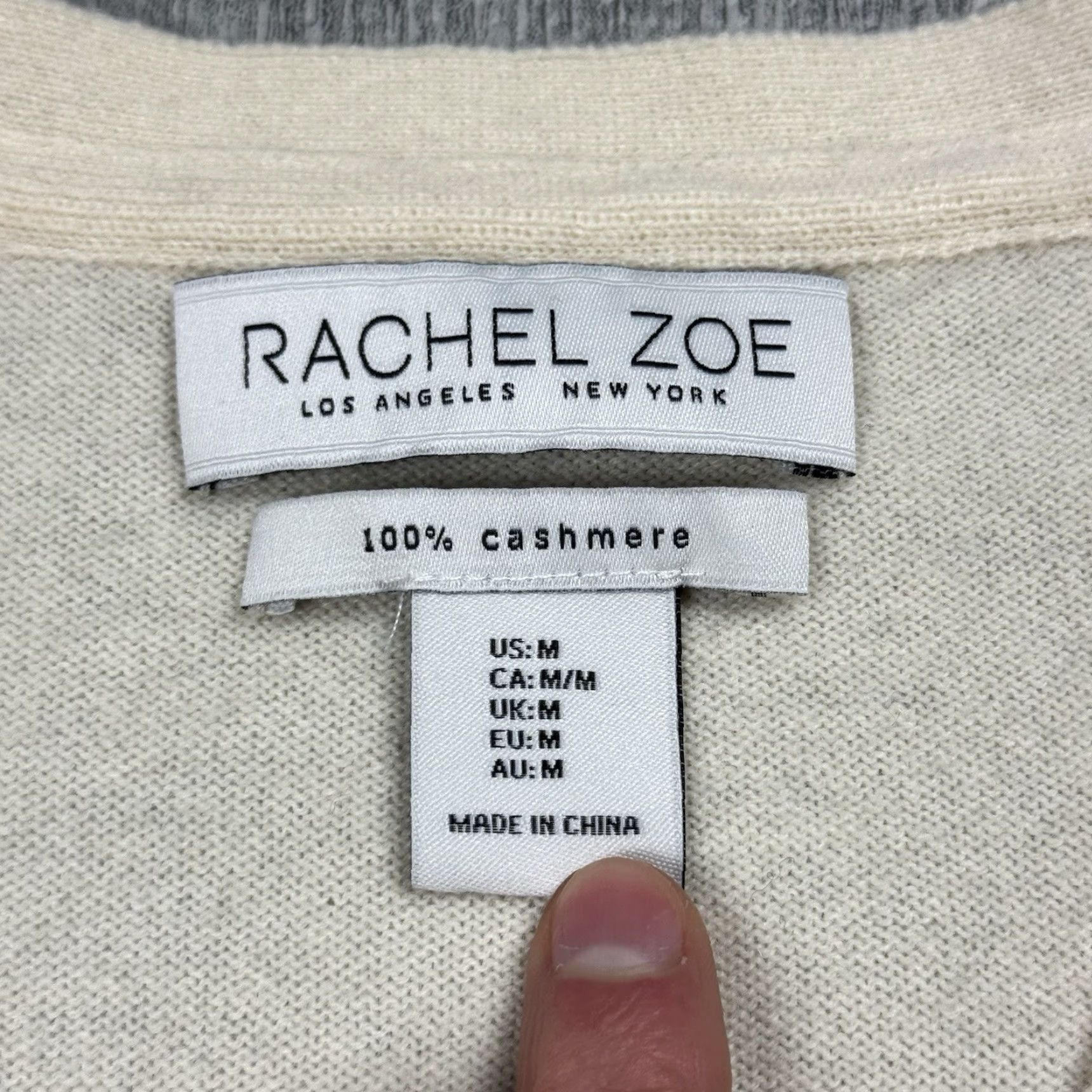 Rachel Zoe RACHEL ZOE Cashmere Sweater V-Neck Pullover Ivory M Regular Long Sleeve Womens Size M / US 6-8 / IT 42-44 - 2 Thumbnail